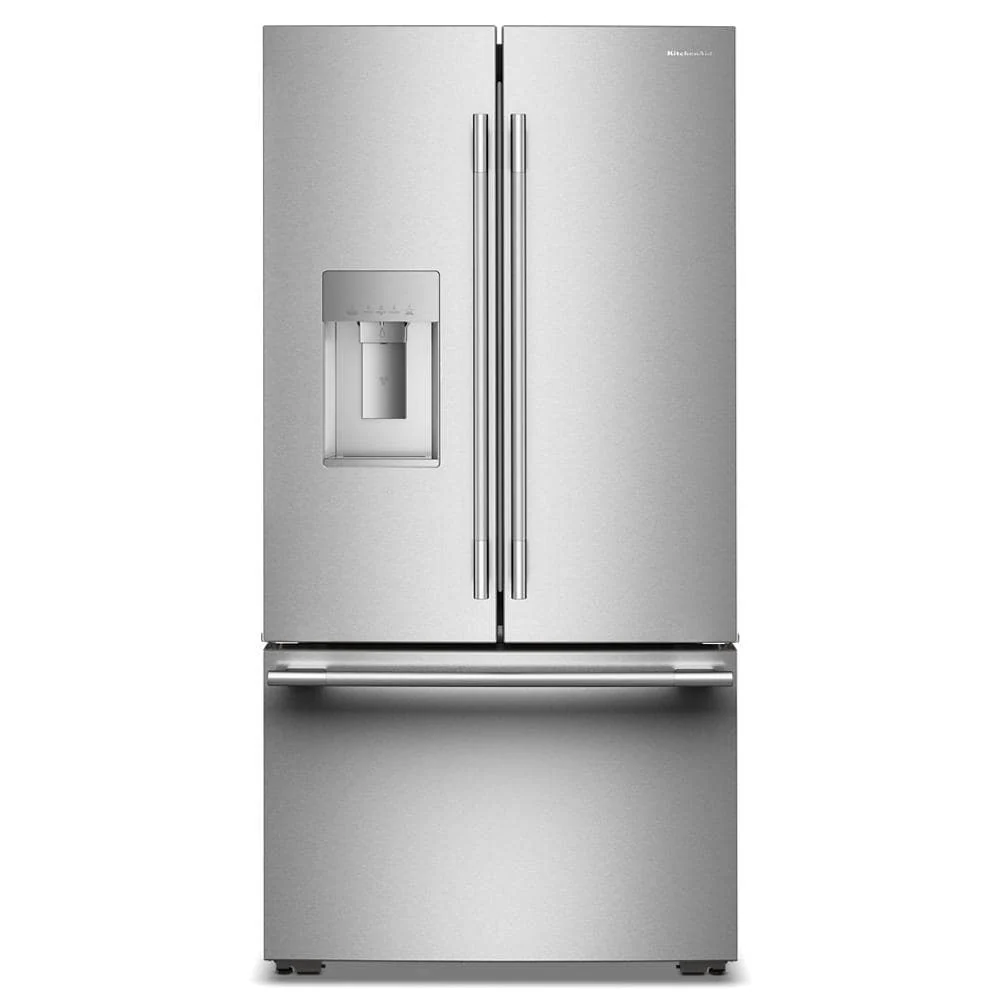 First-Class 24 Cu. Ft. 36-Inch Counter-Depth French Door Refrigerator with Exterior Ice and Water Dispenser in PrintShield® Stainless Steel Sophisticated