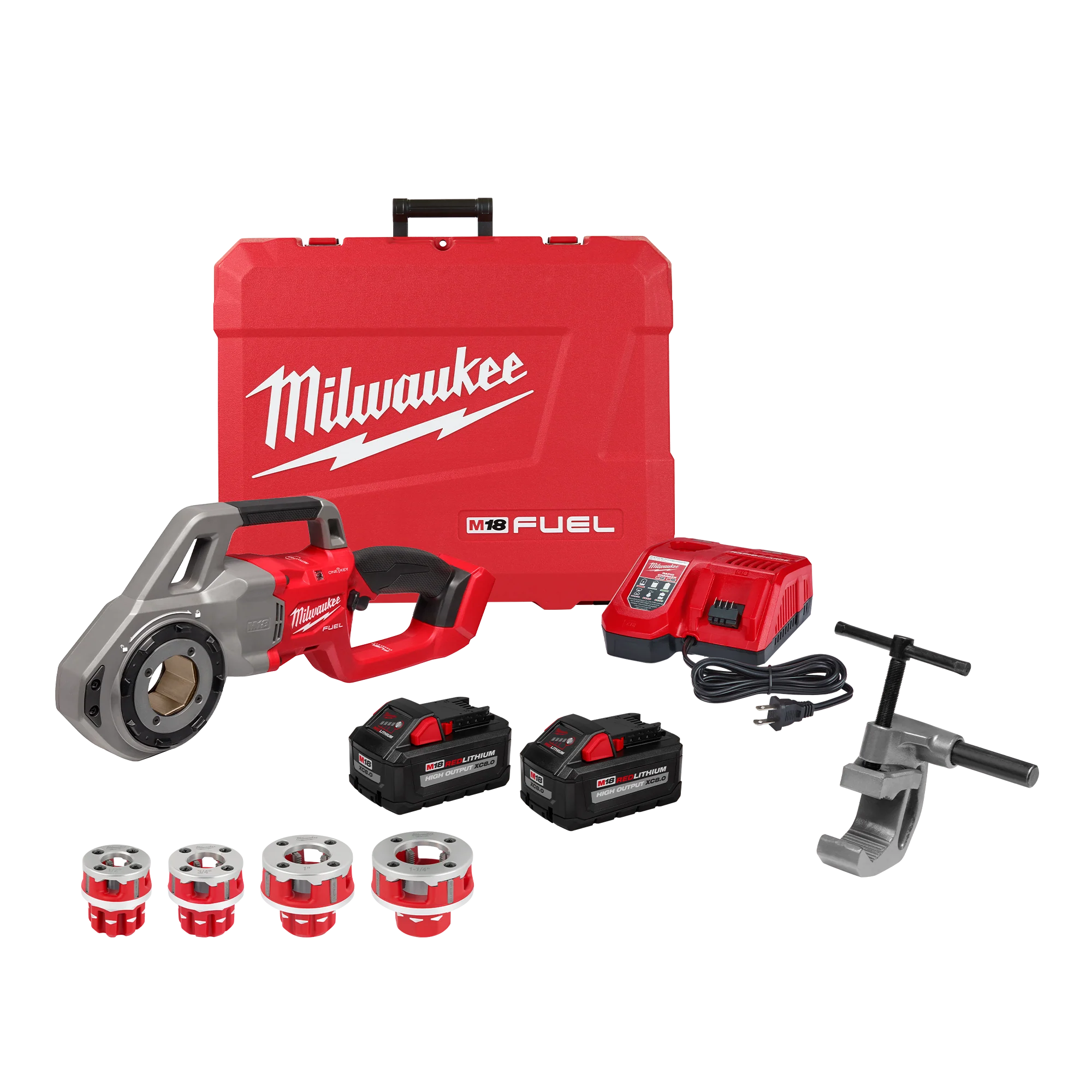 Classic Milwaukee M18 FUEL™ Compact Pipe Threader w ONE-KEY™ w 1 2 - 1-1 4 Compact NPT Forged Aluminum Die Heads Verified