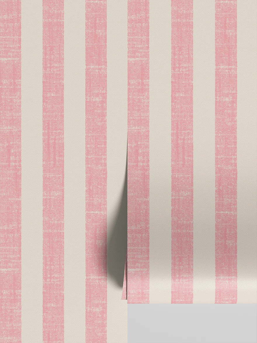 Traditional Pink Bloom Pembroke Stripe Wallpaper Easy-to-Use