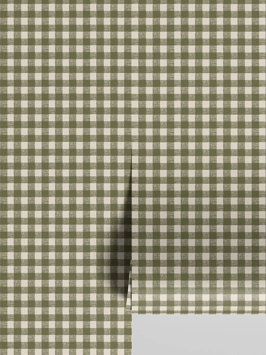 Safe Botanical Green Gingham Wallpaper Contemporary