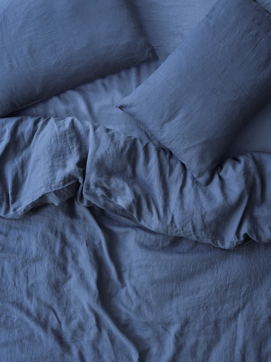 Official Blueberry Linen Blend Duvet Cover Elegant