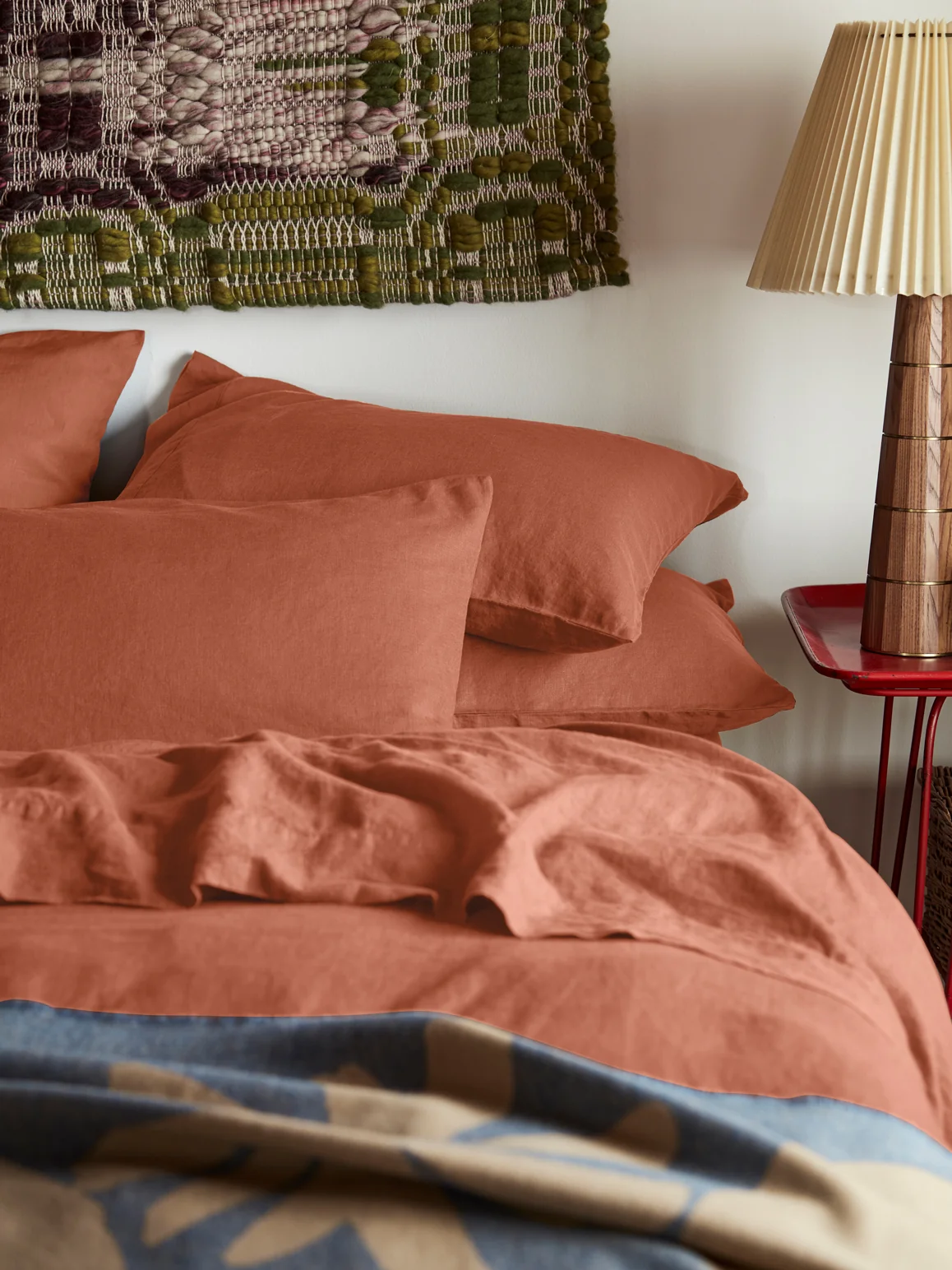 Specialty Burnt Orange Linen Blend Pillowcases Pair Clean