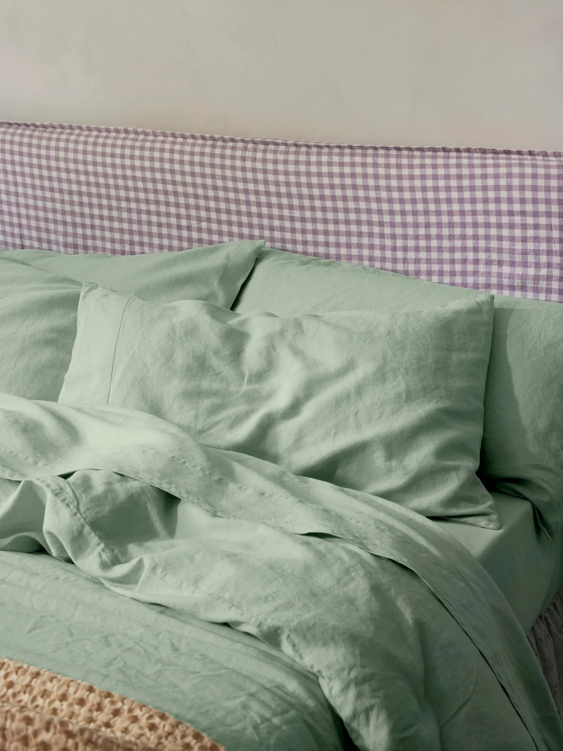 Detailed Sage Green Linen Blend Pillowcases Pair Powerful
