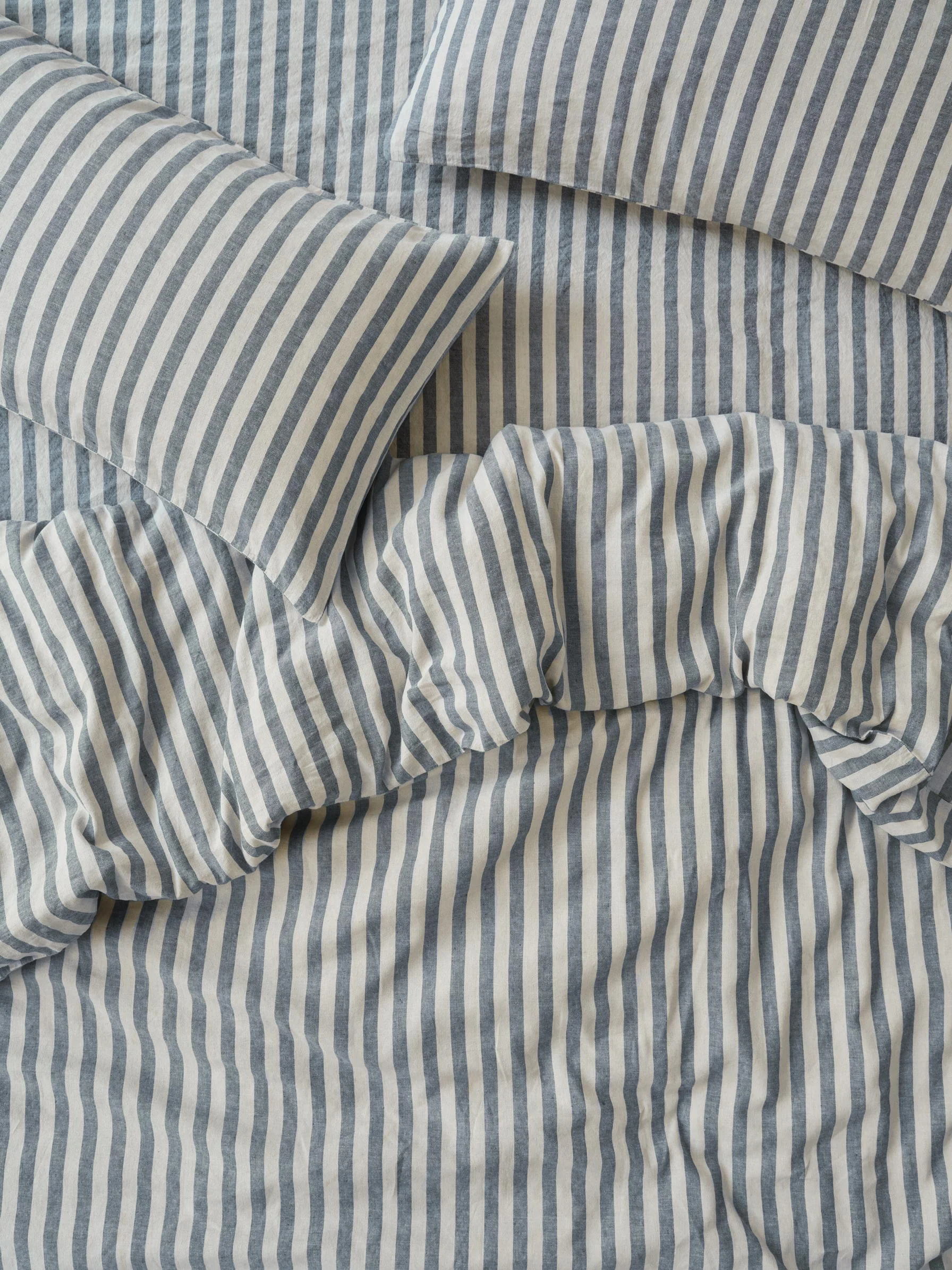 Soft Atlantic Pembroke Stripe Linen Blend Duvet Cover Smooth