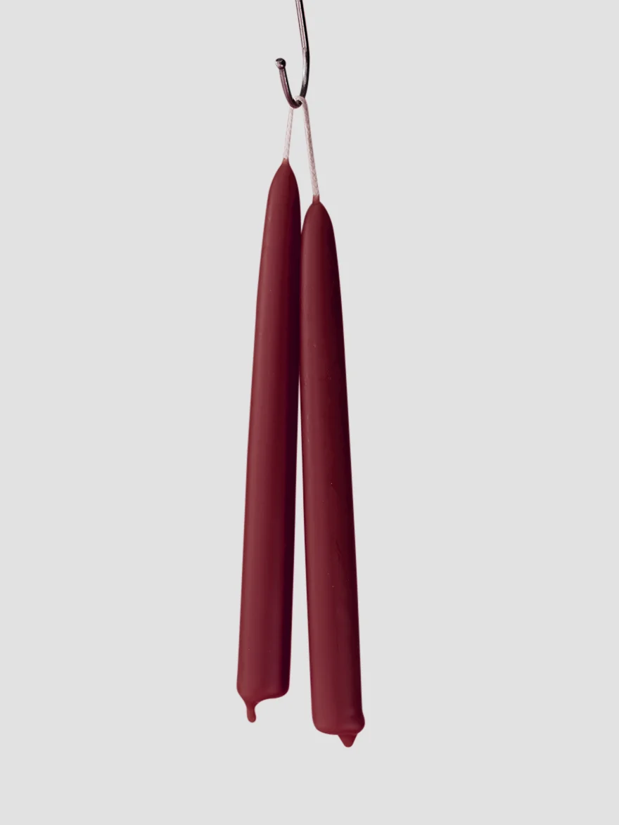 Trendy Claret Beeswax Dining Candles Set of 2 Official