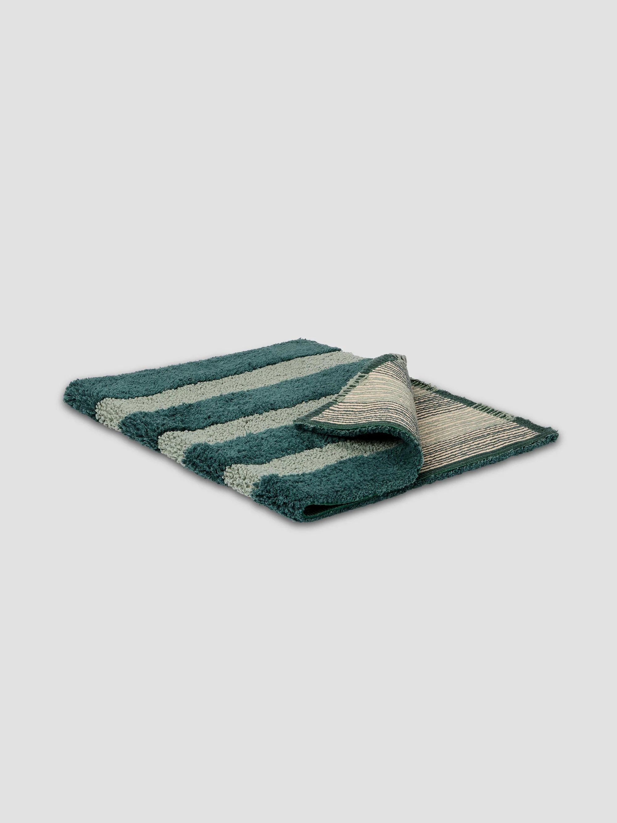 Genuine Pine Green Pembroke Stripe Cotton Bath Mat Specialty
