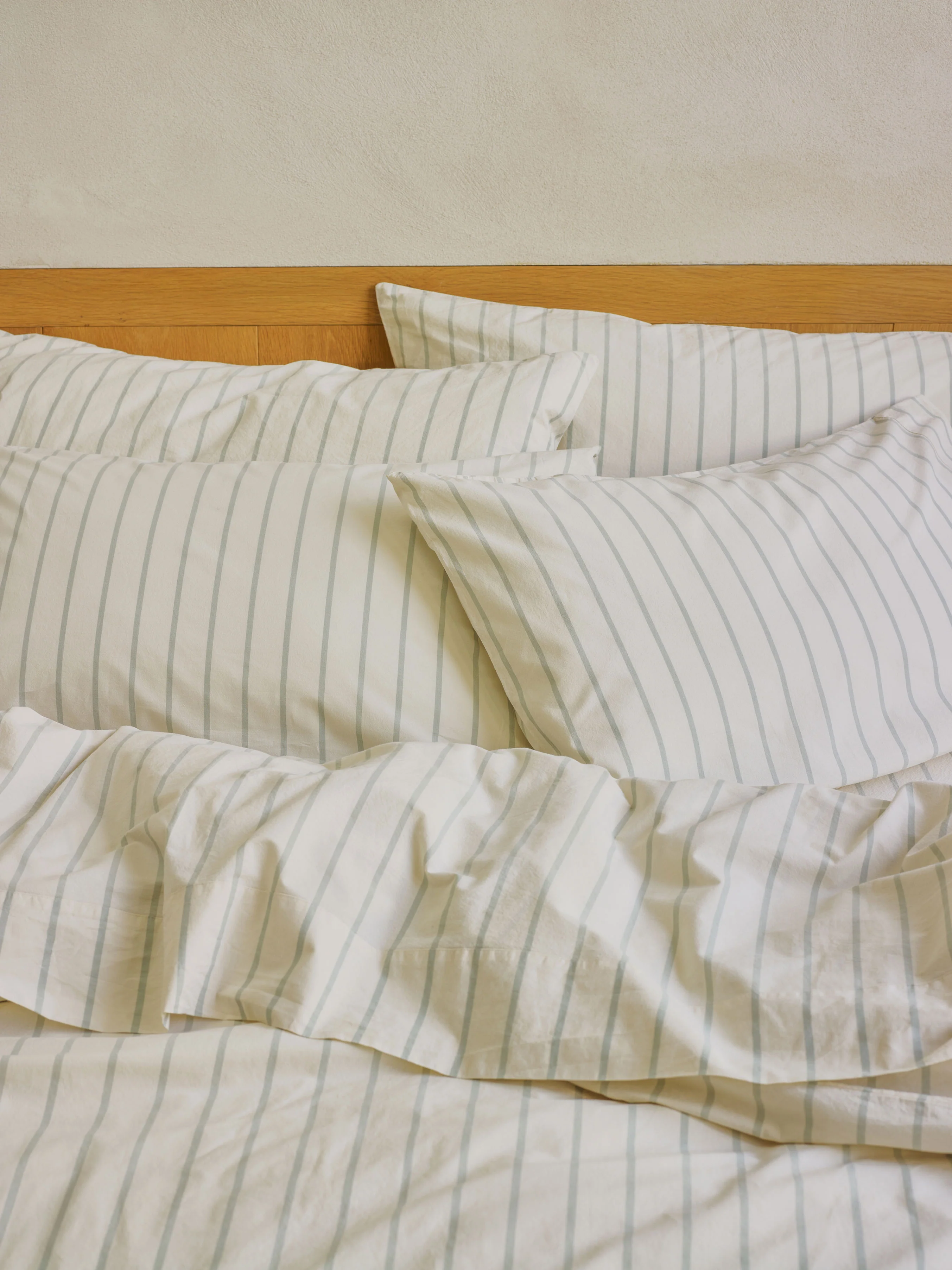 Healthy Mellow Green Slumber Stripe Cotton Pillowcases Pair High-Grade