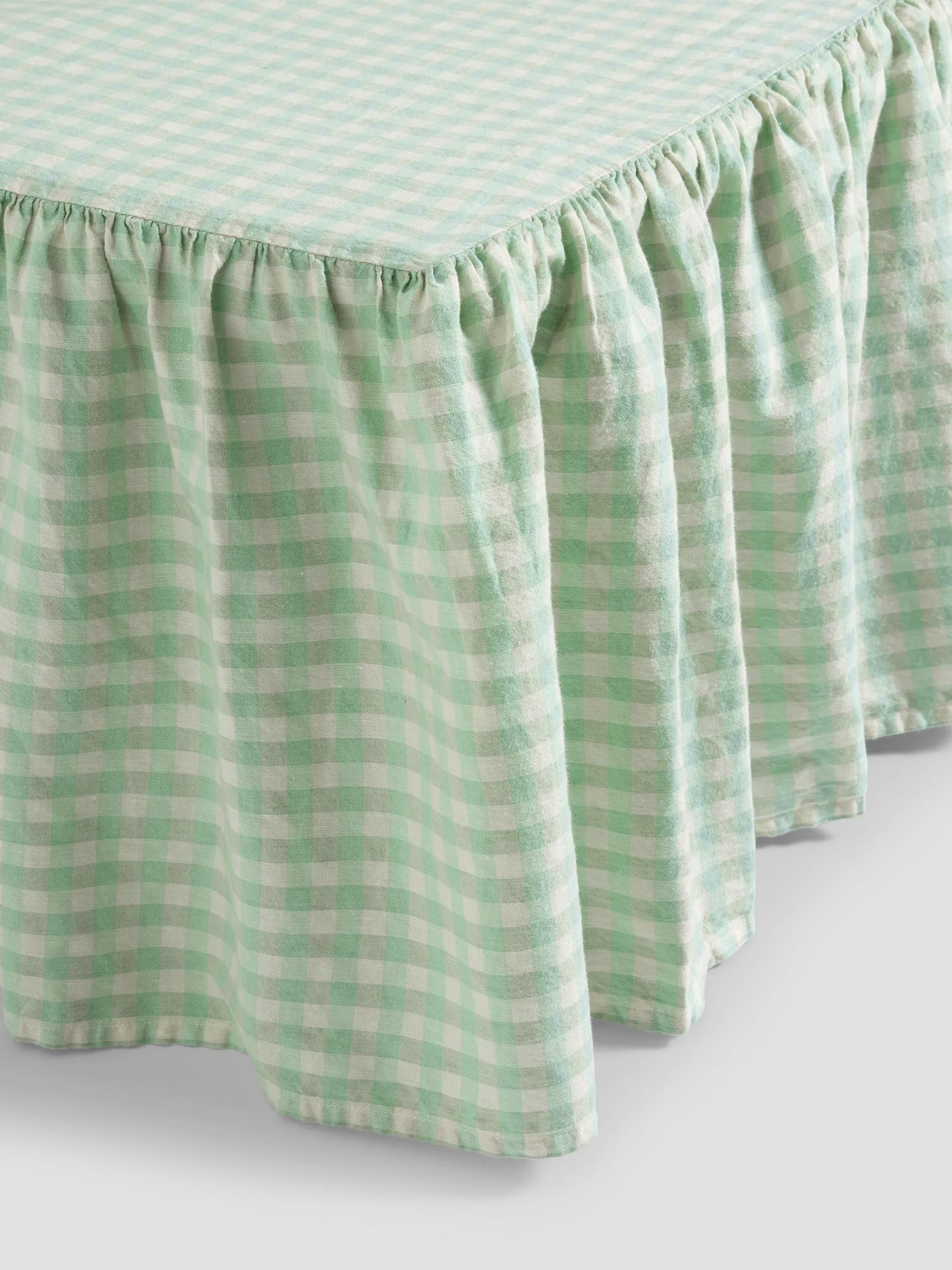 Exceptional Sage Gingham Linen Blend Valance Elegant
