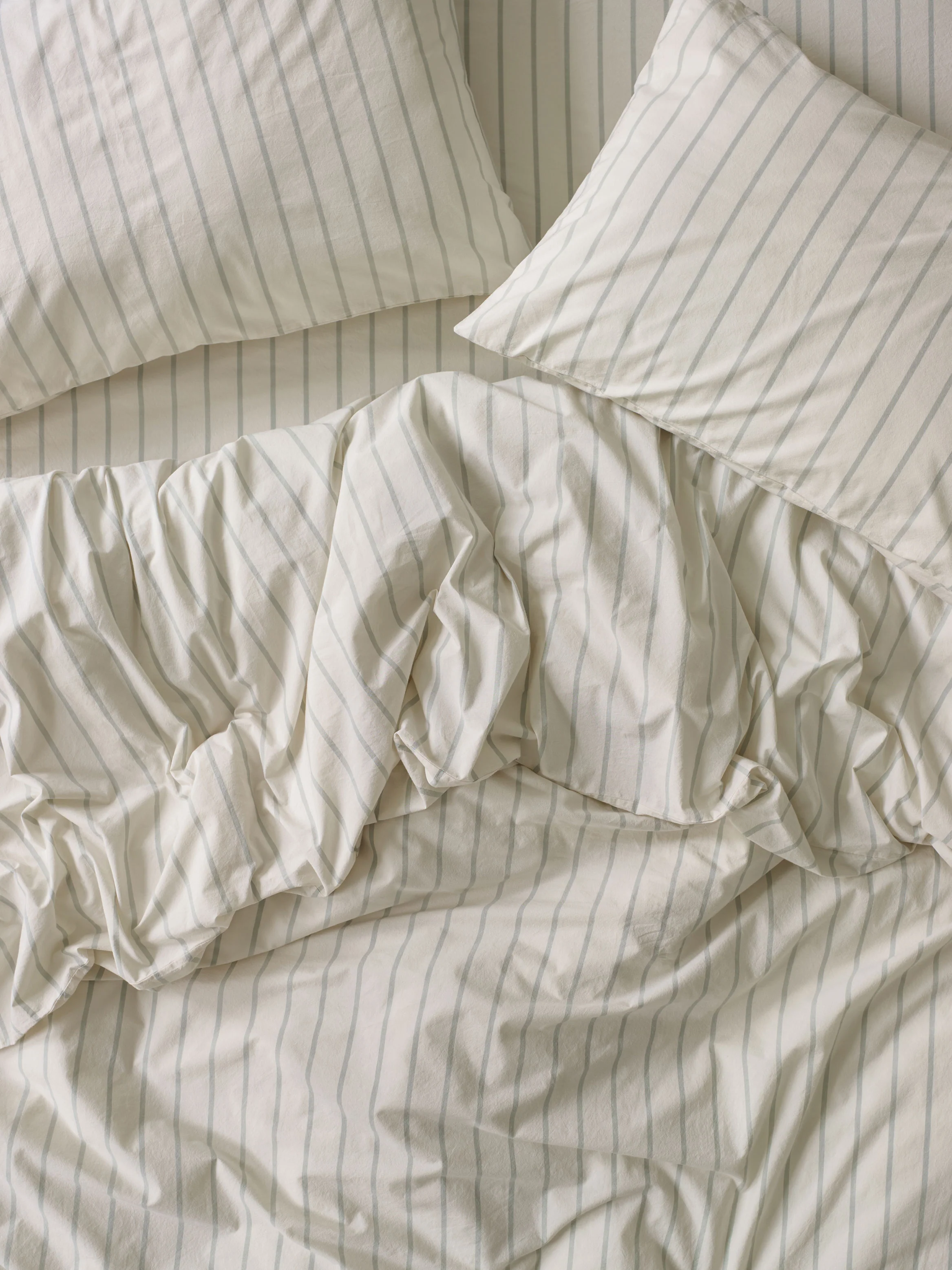 World-Class Mellow Green Slumber Stripe Cotton Duvet Cover Lightweight