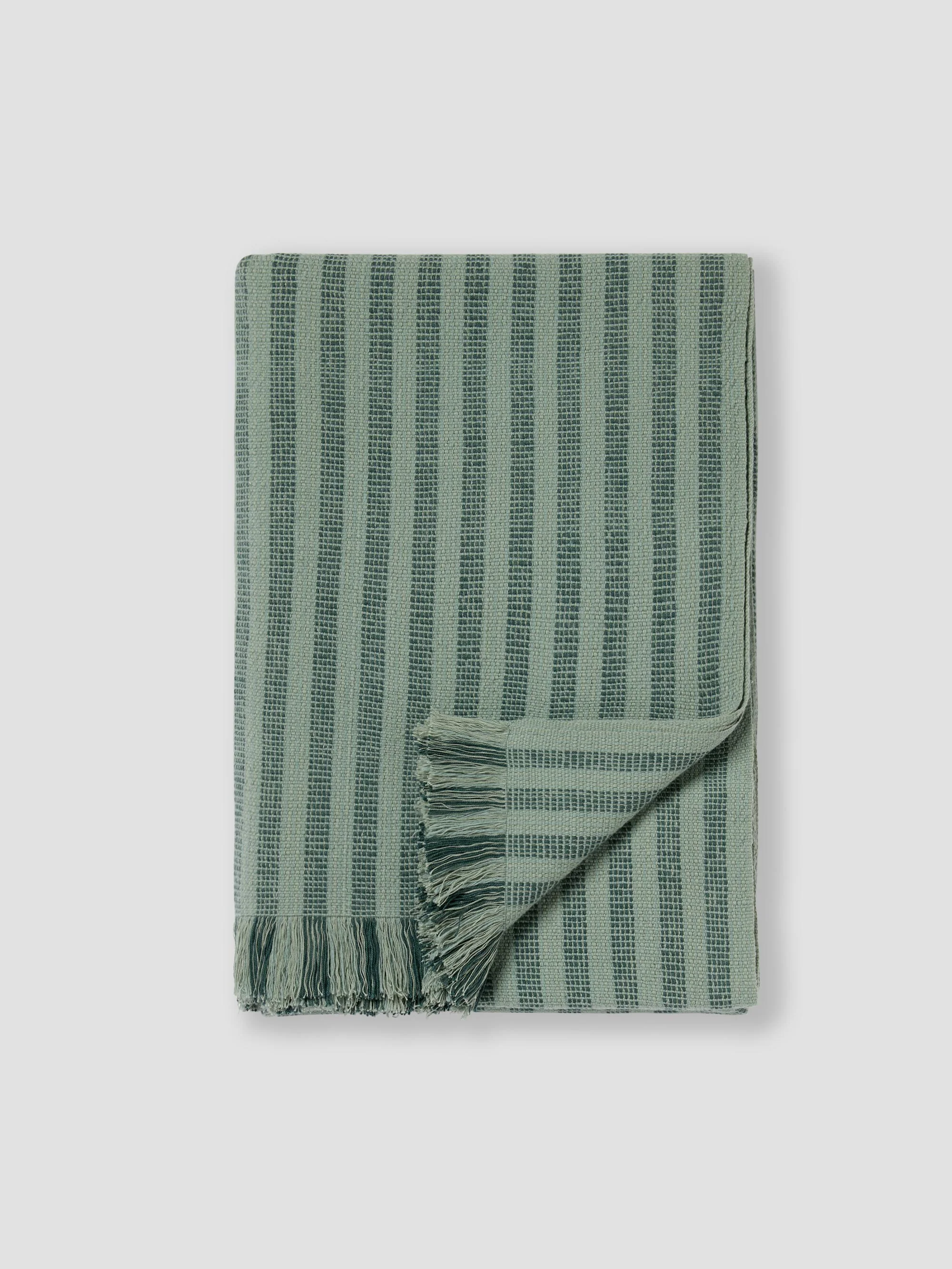 Responsible Pine Green Pembroke Stripe Wool Throw Comfortable