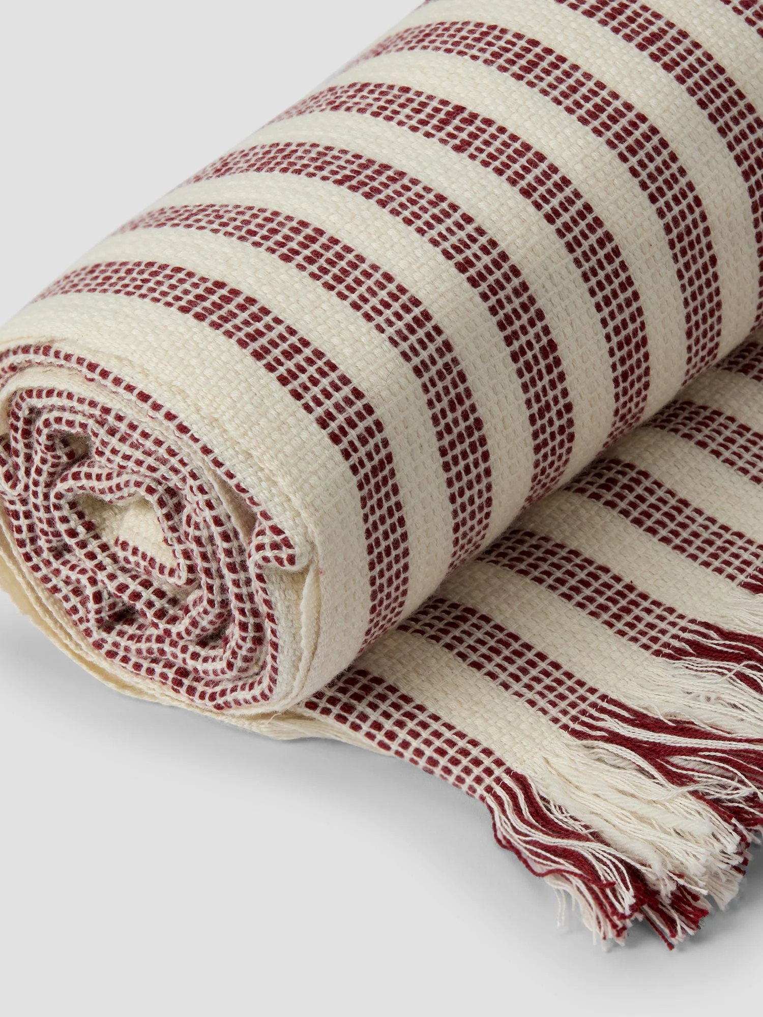 Exceptional Rust Red Pembroke Stripe Wool Throw Trendy