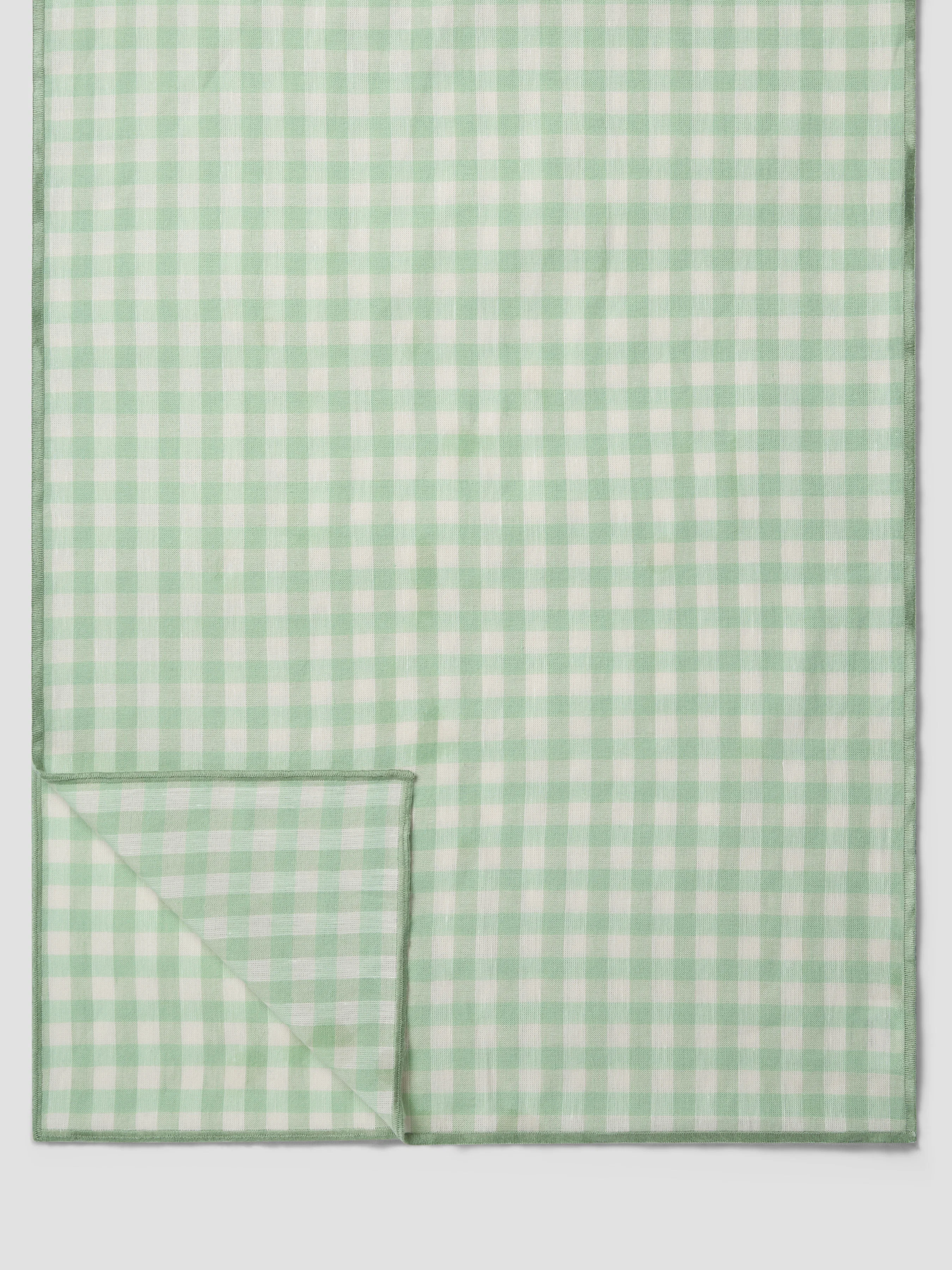 Innovative Sage Green Gingham Linen Blend Table Runner Healthy