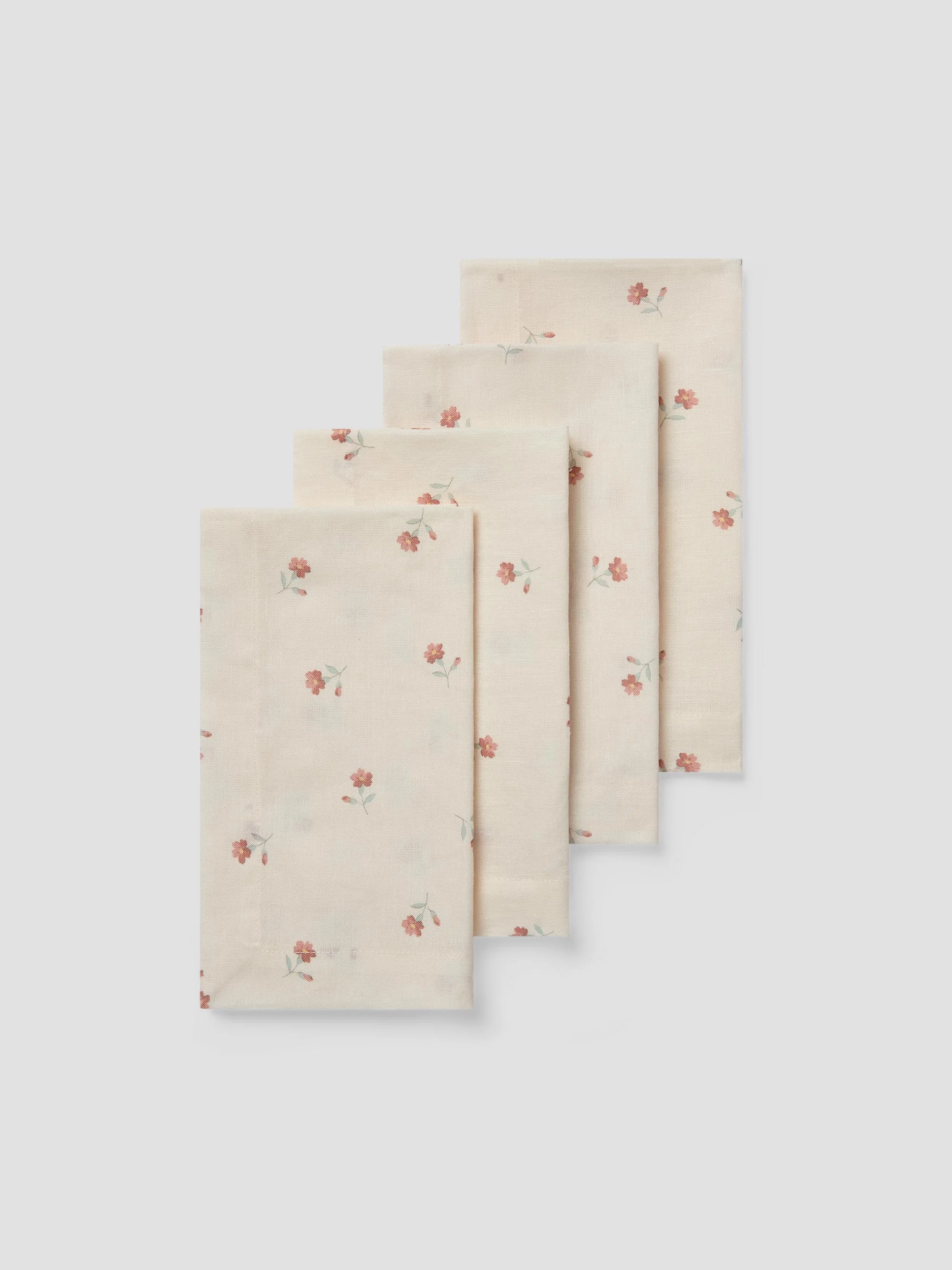 Expertly Made Pearl Posy Bud Linen Blend Napkin Set of 4 Convenient