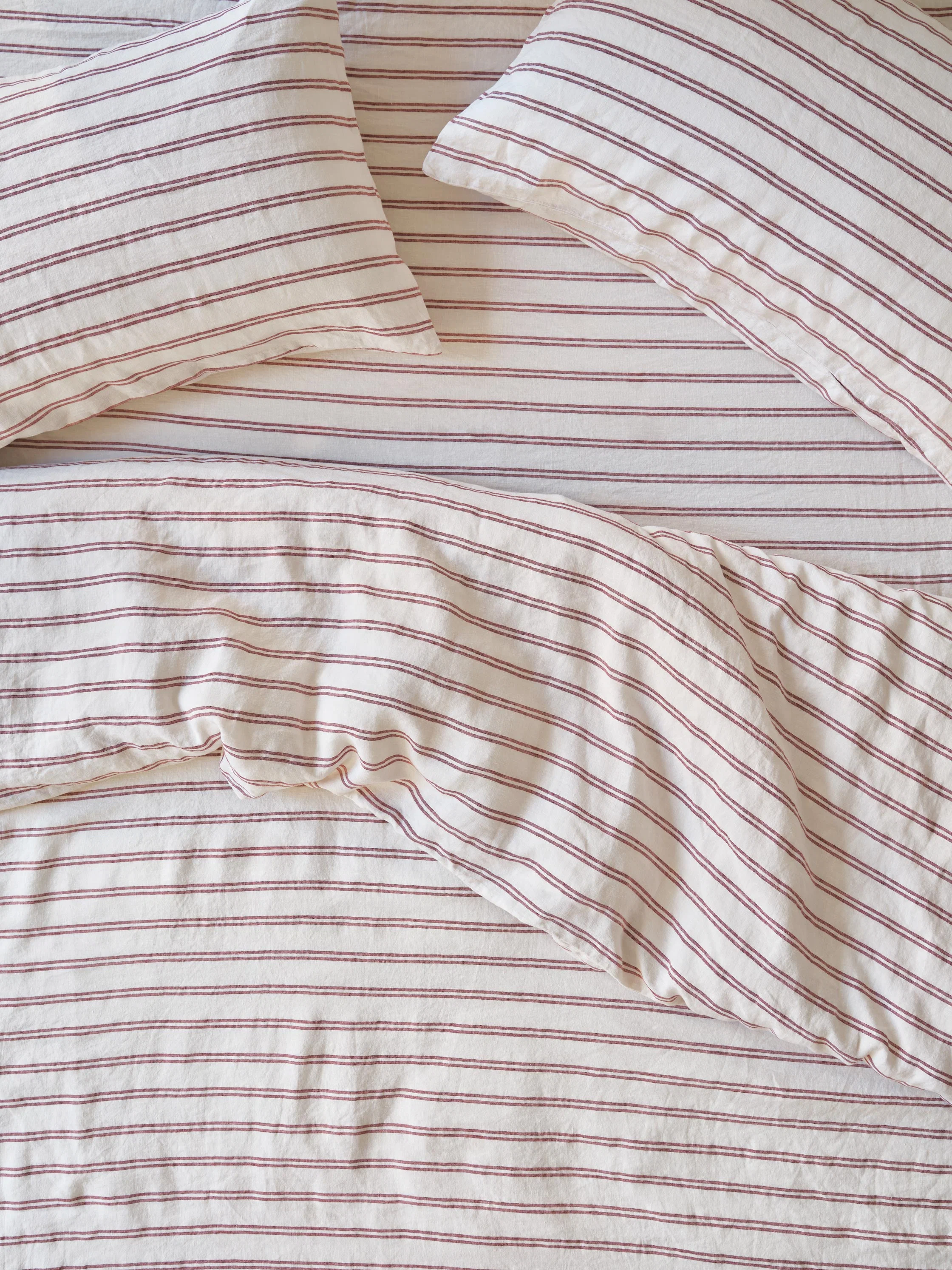 Efficient Rhubarb Kemptown Stripe Linen Blend Duvet Cover Original