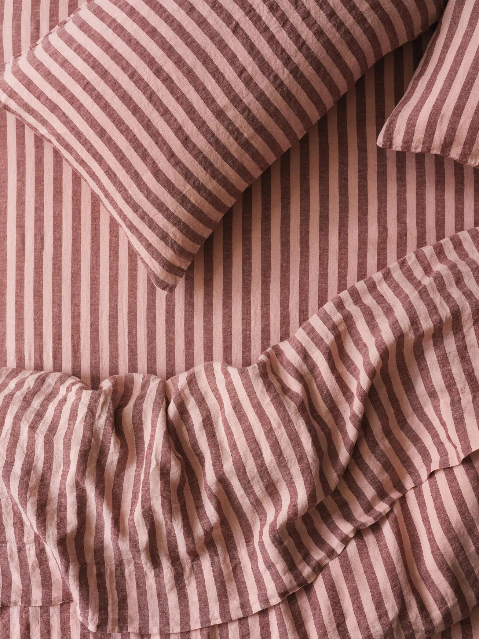 Unique Rhubarb Rose Pembroke Stripe Linen Fitted Sheet Trusted