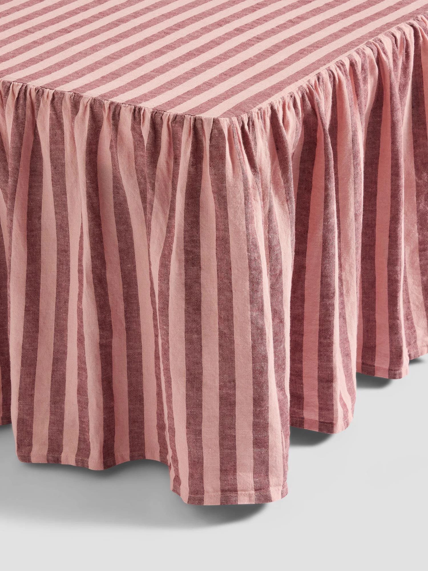 Excellent Rhubarb Rose Pembroke Stripe Linen Blend Valance Breathable