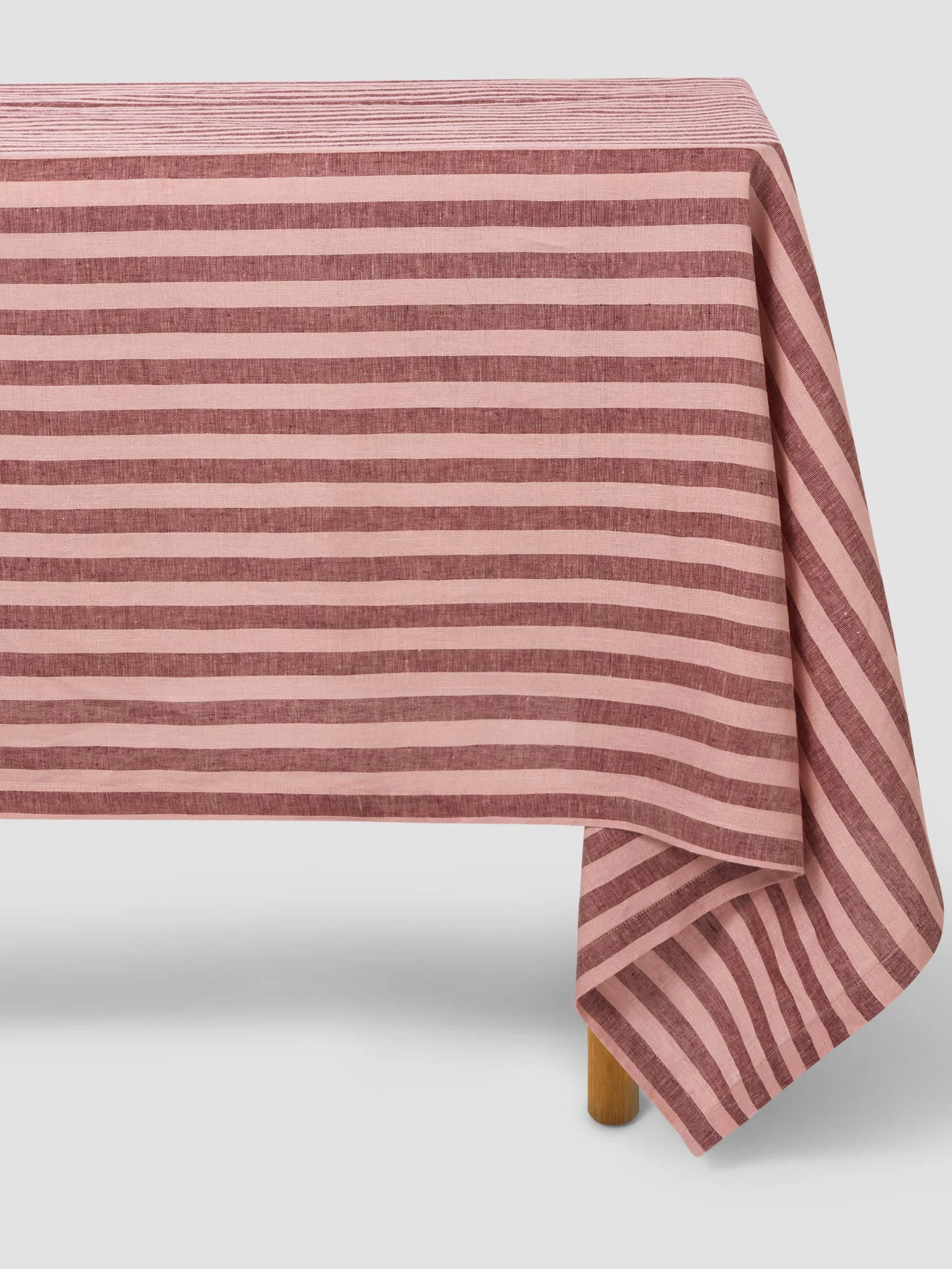 Solid Rhubarb Rose Pembroke Stripe Linen Blend Tablecloth Professional