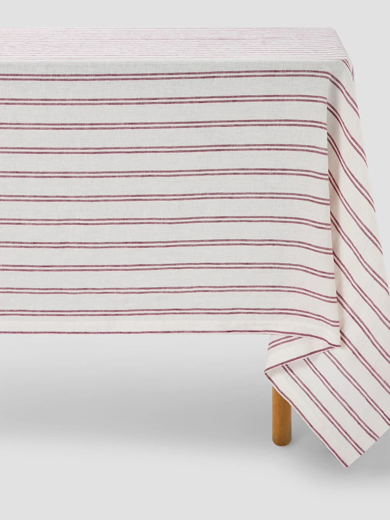 Eco-Friendly Rhubarb Kemptown Stripe Linen Blend Tablecloth Classic