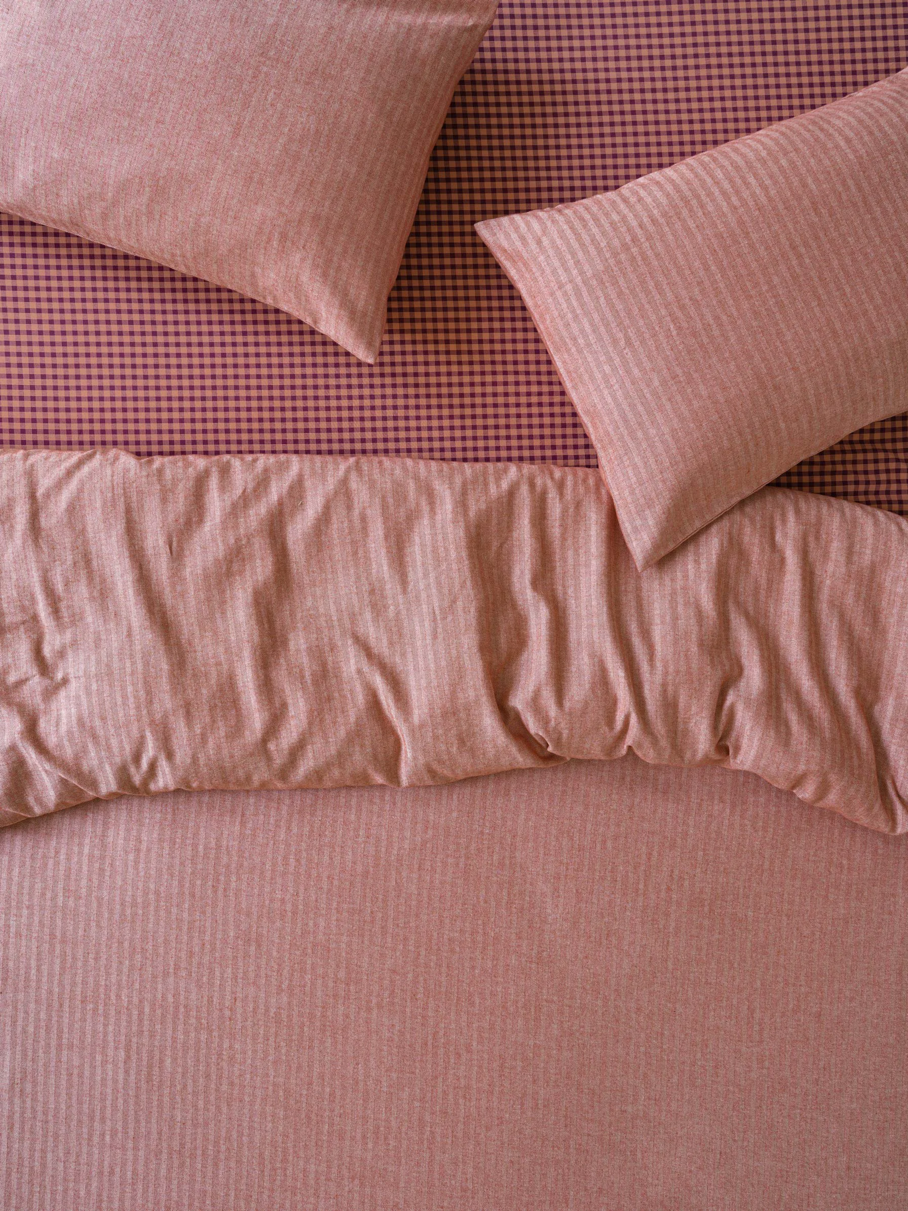 Eco-Friendly Auburn Red Herringbone Brushed Cotton Duvet Cover Original