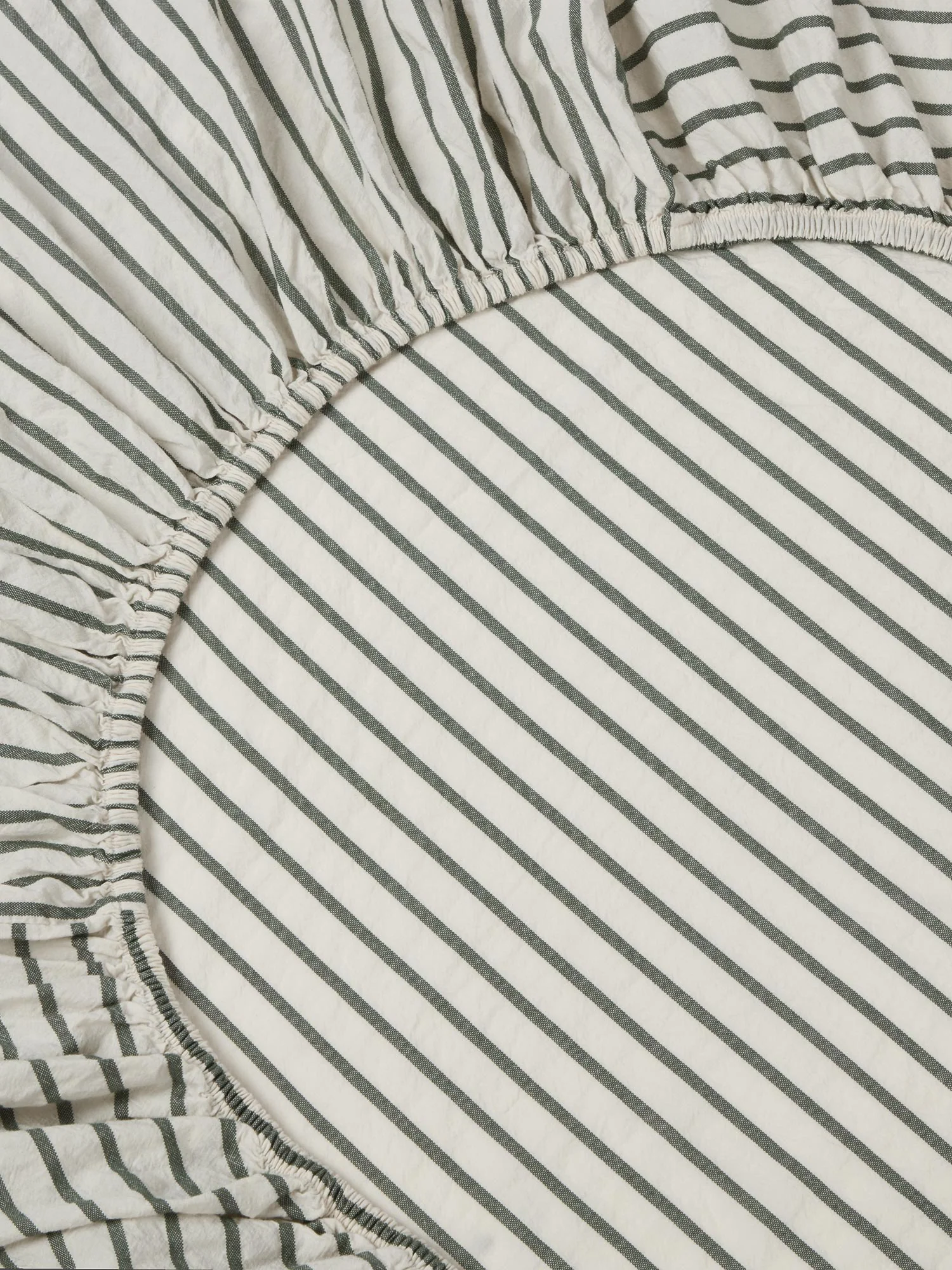 Soft Spruce Green Texture Stripe Cotton Kids Fitted Sheet