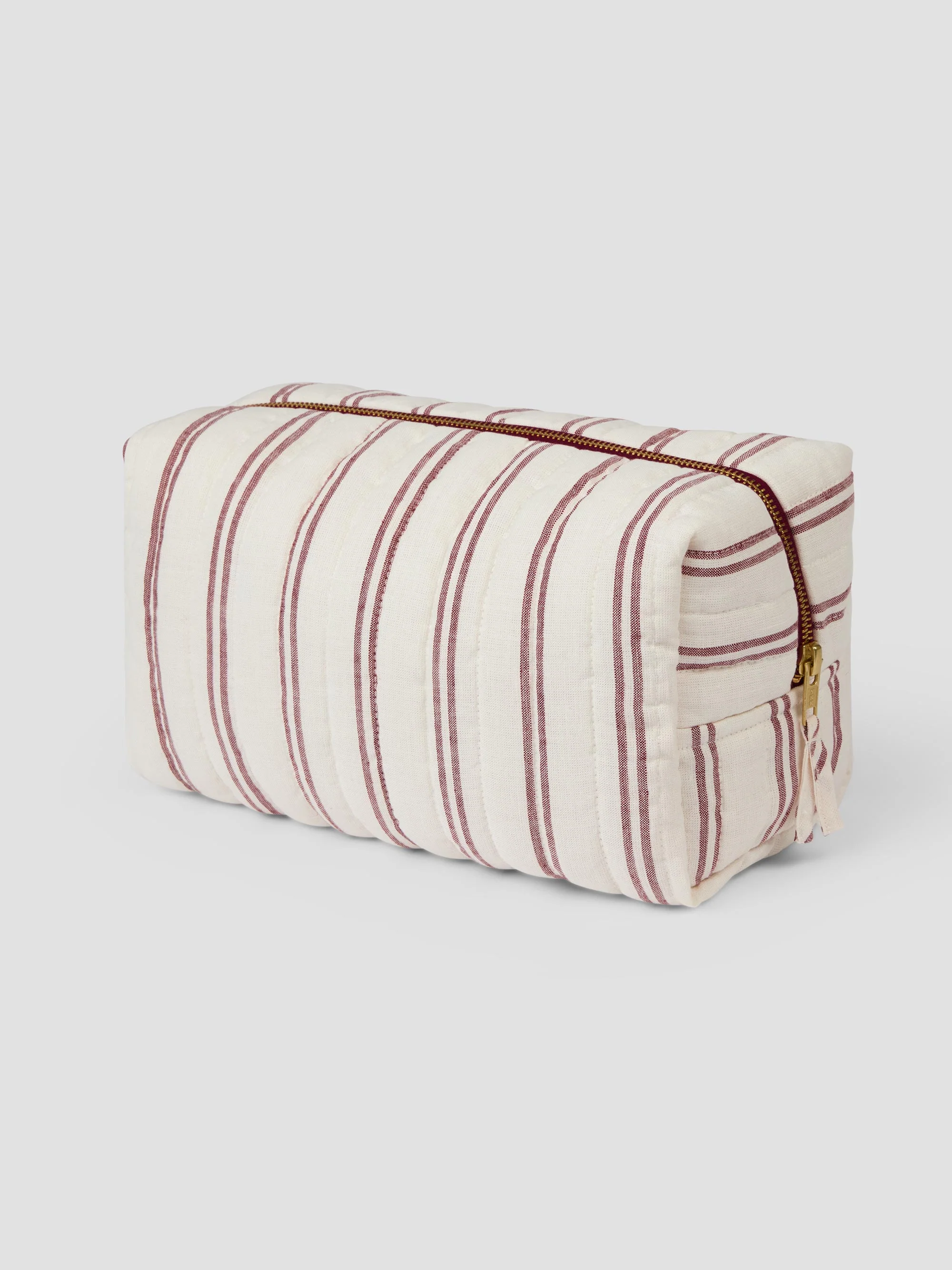 Artisan Rhubarb Kemptown Stripe Linen Blend Wash Bag Unique