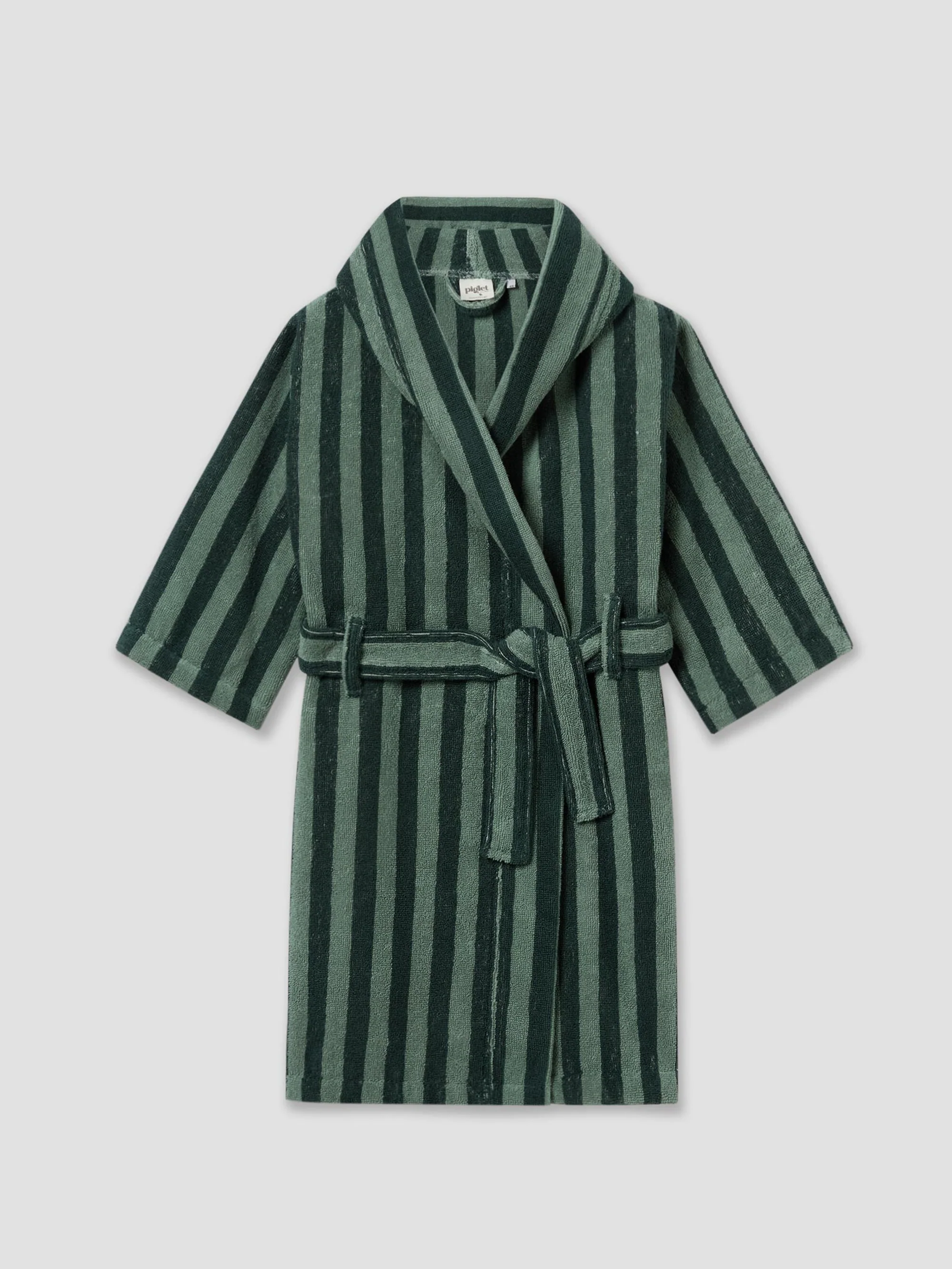 Dependable Pine Green Kids Pembroke Stripe Cotton Robe High-Grade