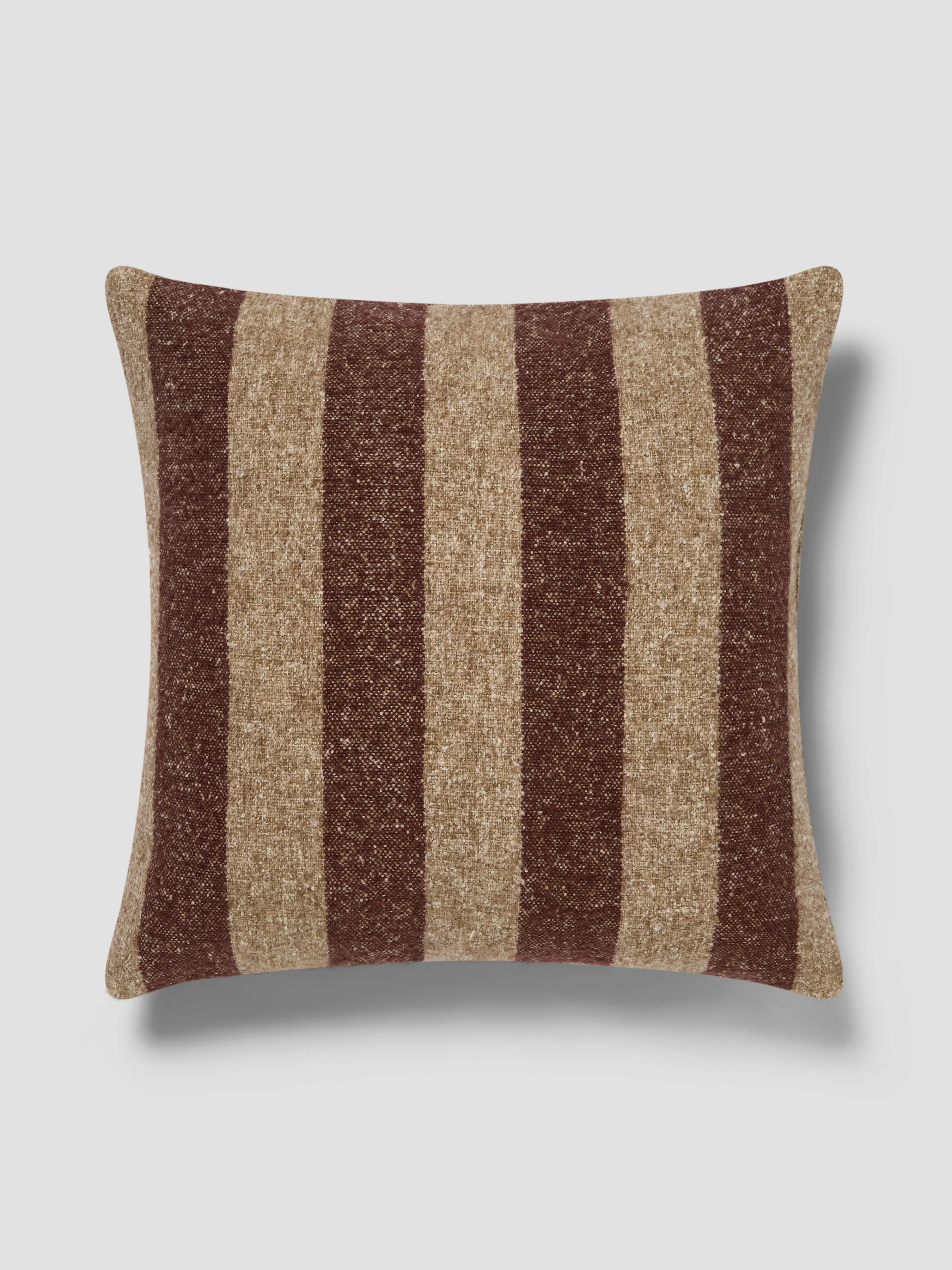 Certified Mocha Oatmeal Wide Stripe Wool Square Cushion Cover Reliable