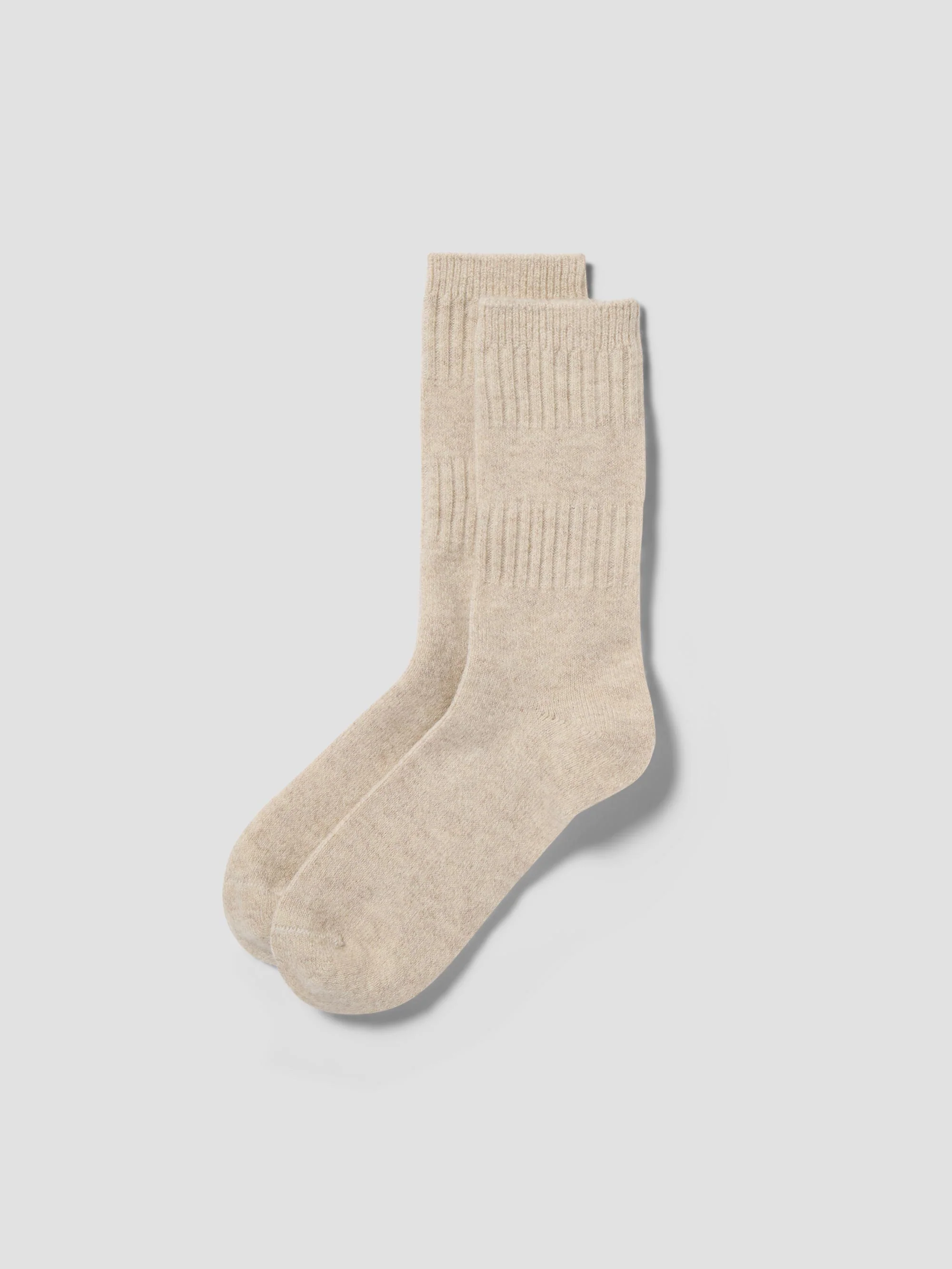 Expertly Made Oatmeal Merino Wool Ribbed Socks Outstanding