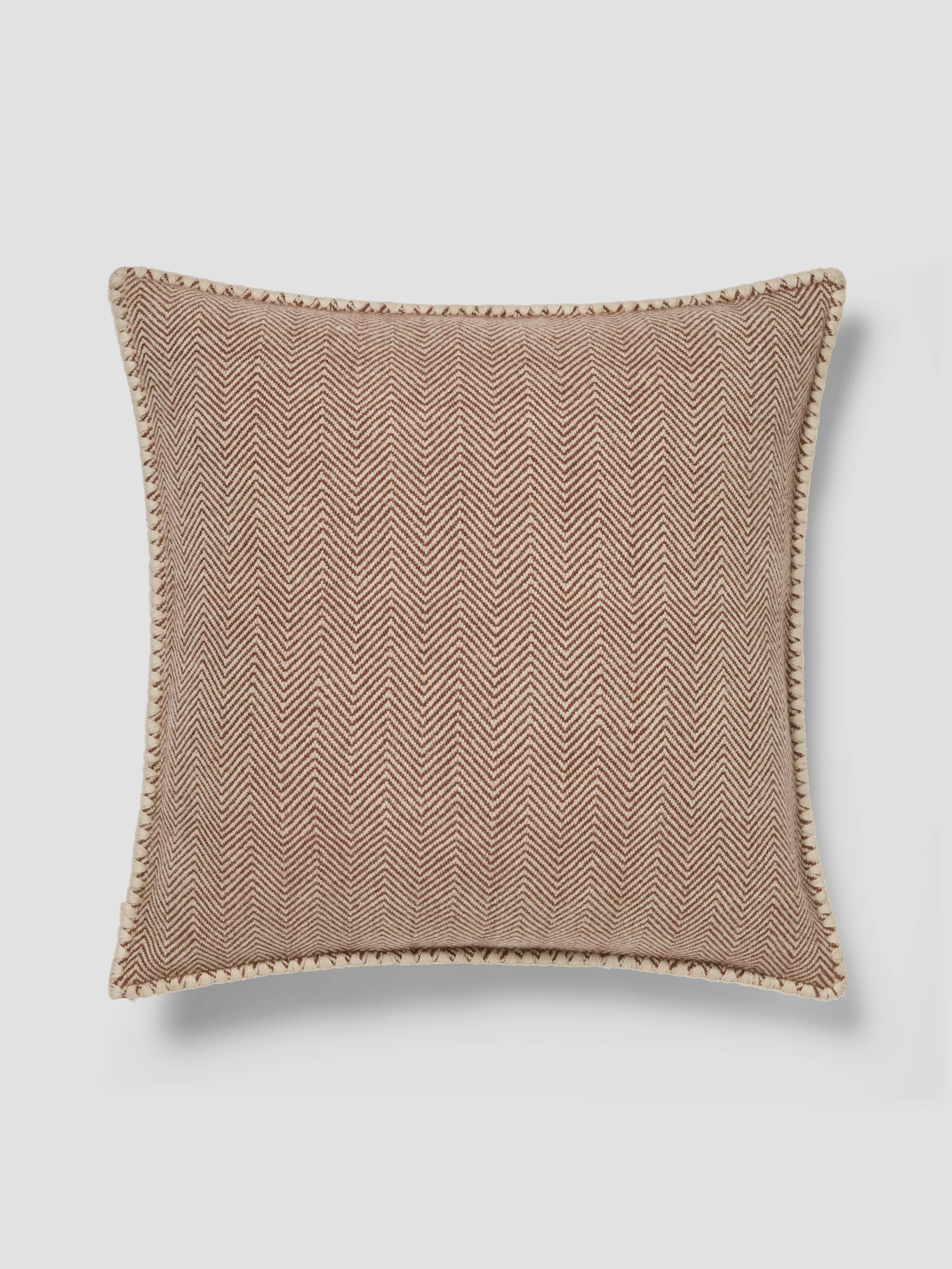 Clean Mocha Herringbone Wool Square Cushion Cover Carefully Designed