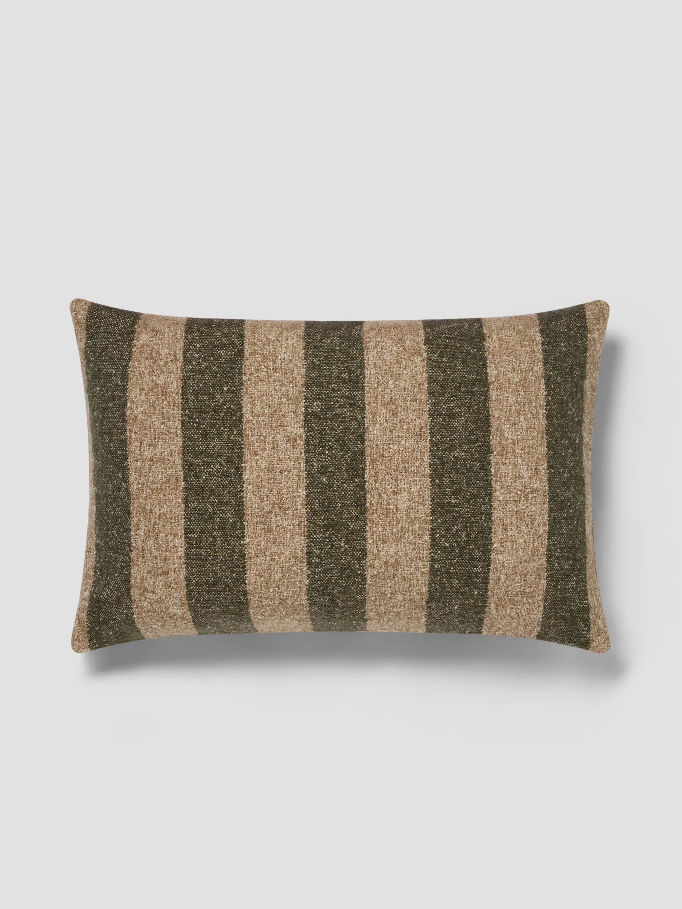 Natural Fern Green Oatmeal Wide Stripe Wool Rectangle Cushion Cover Pure