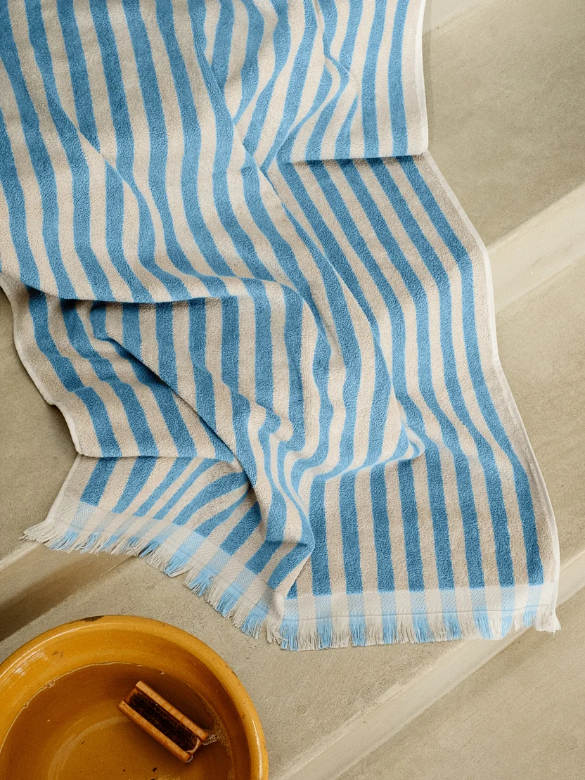 Reusable Coastal Blue Pembroke Stripe Towel Small Bundle Traditional