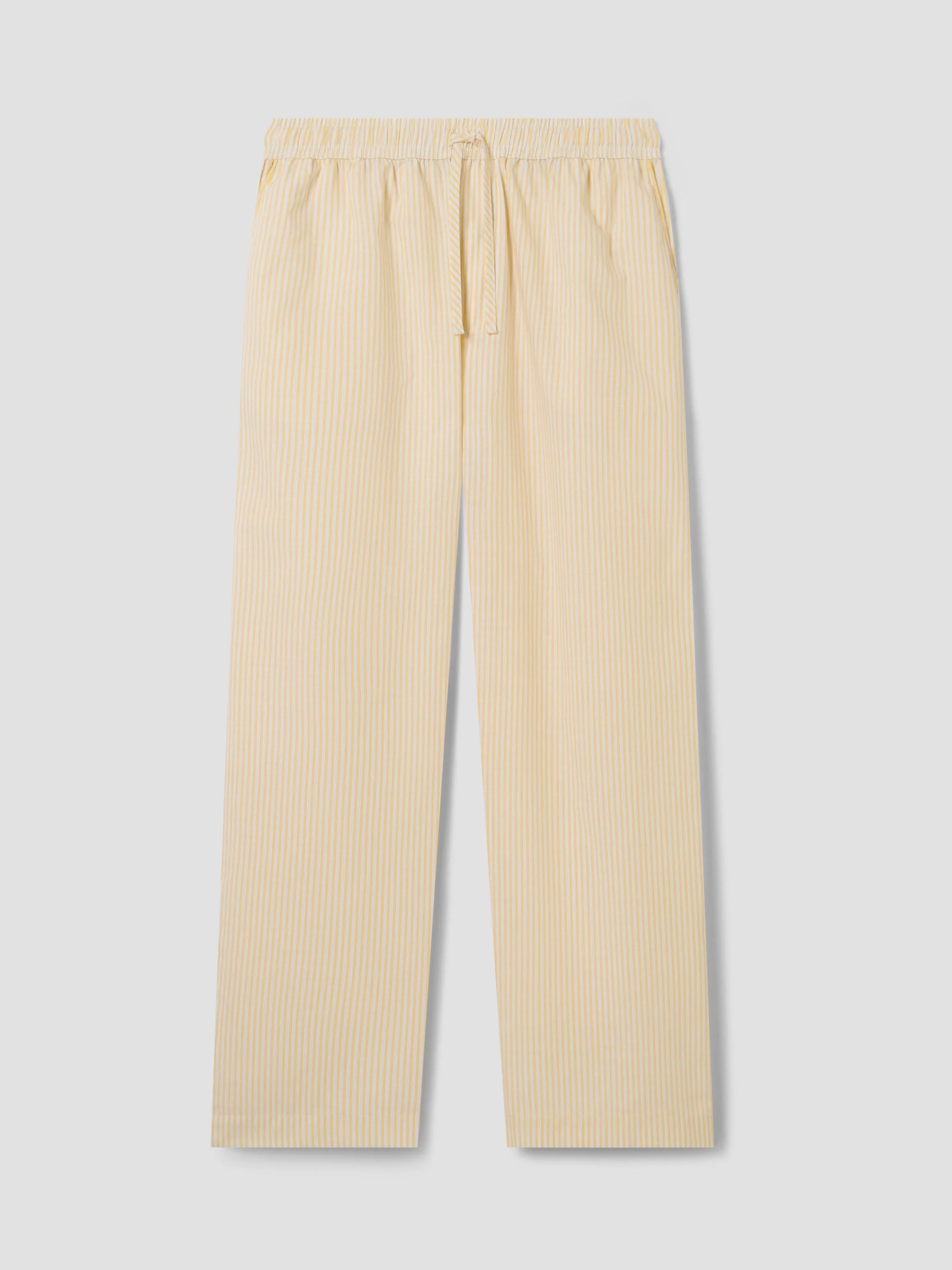 Advanced Sunny Yellow Stripe Cotton Trousers Flexible