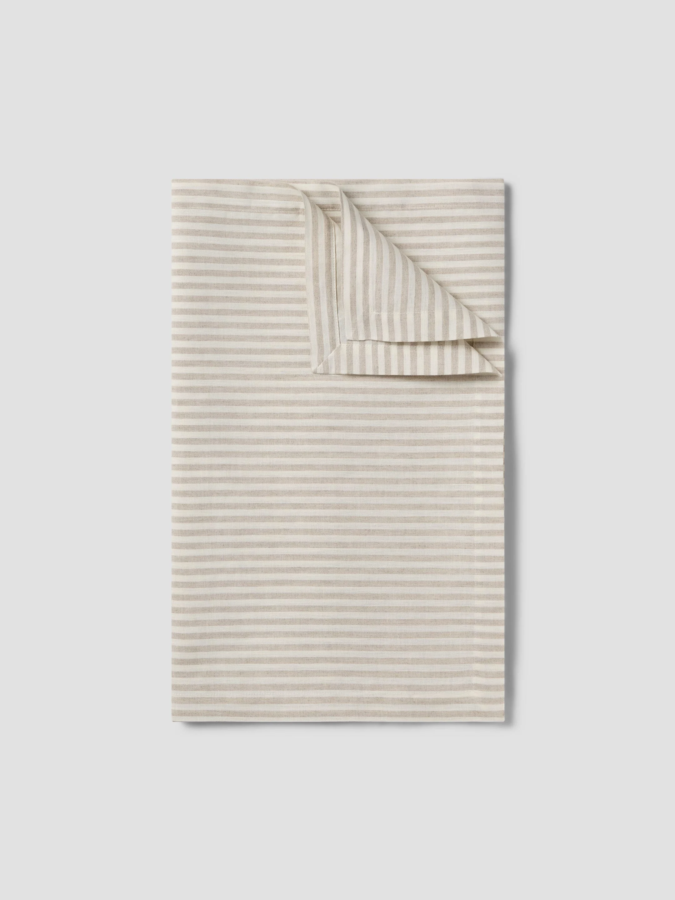 Trendy Oatmeal Stripe Linen Blend Table Runner High-Quality