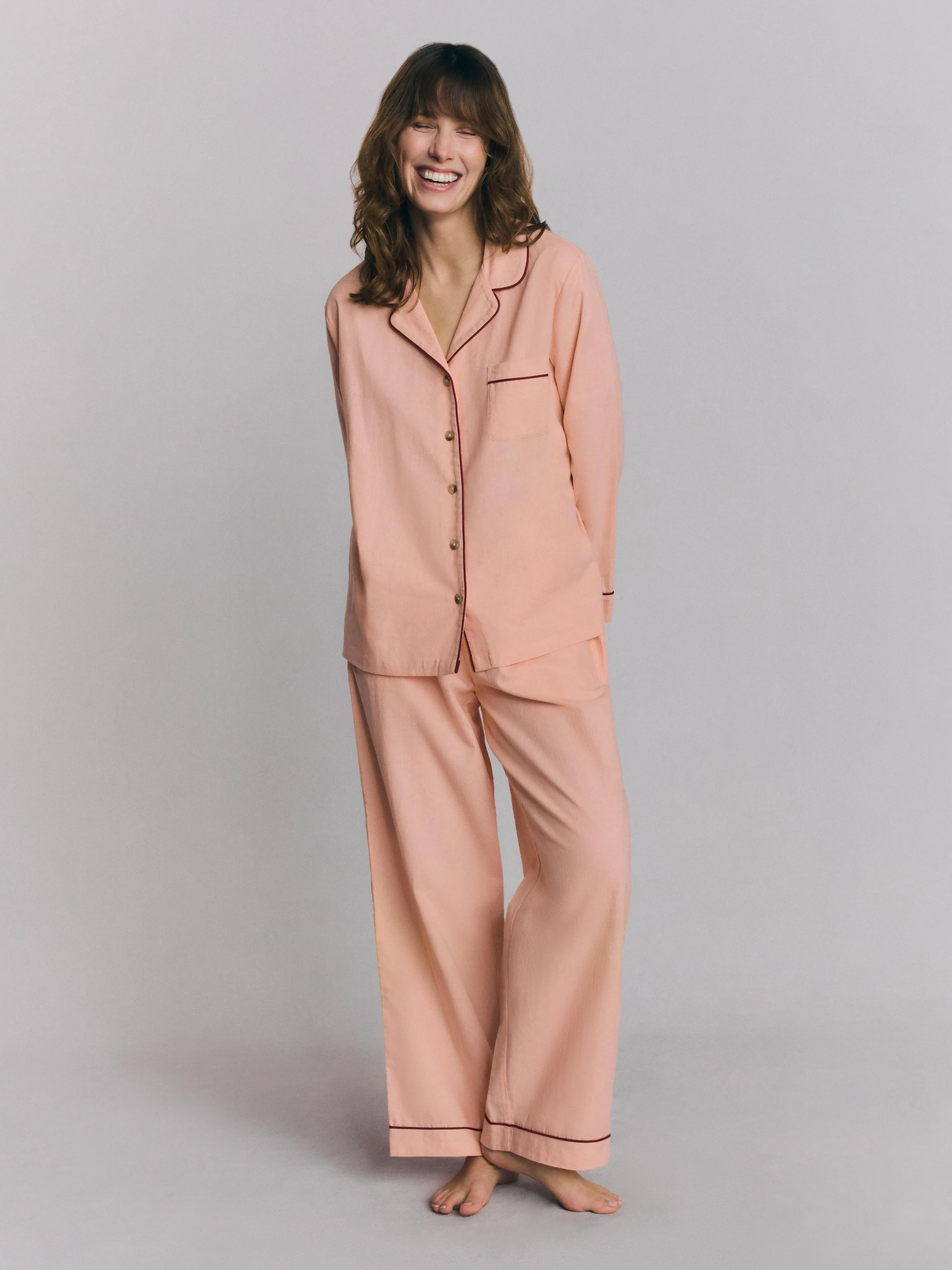 Original Design Rose Linen Blend Pyjama Trouser Set Durable