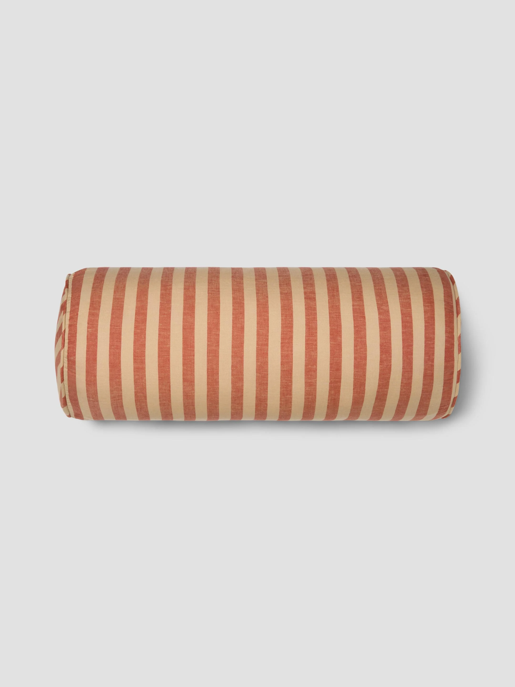 Responsible Sandstone Red Pembroke Stripe Linen Blend Bolster Filled Cushion Quality