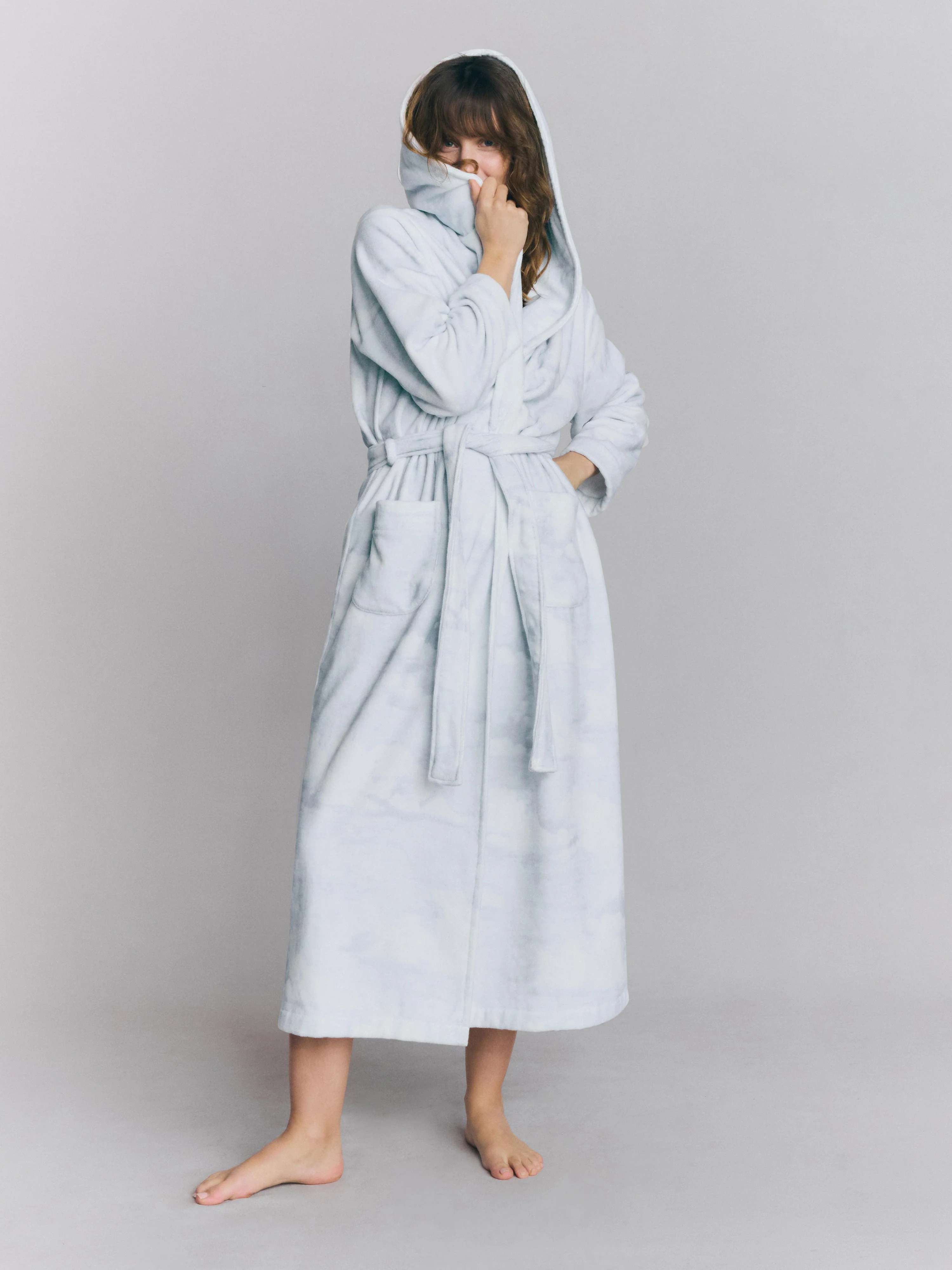 Authentic Sky Blue Cloud Print Robe Practical