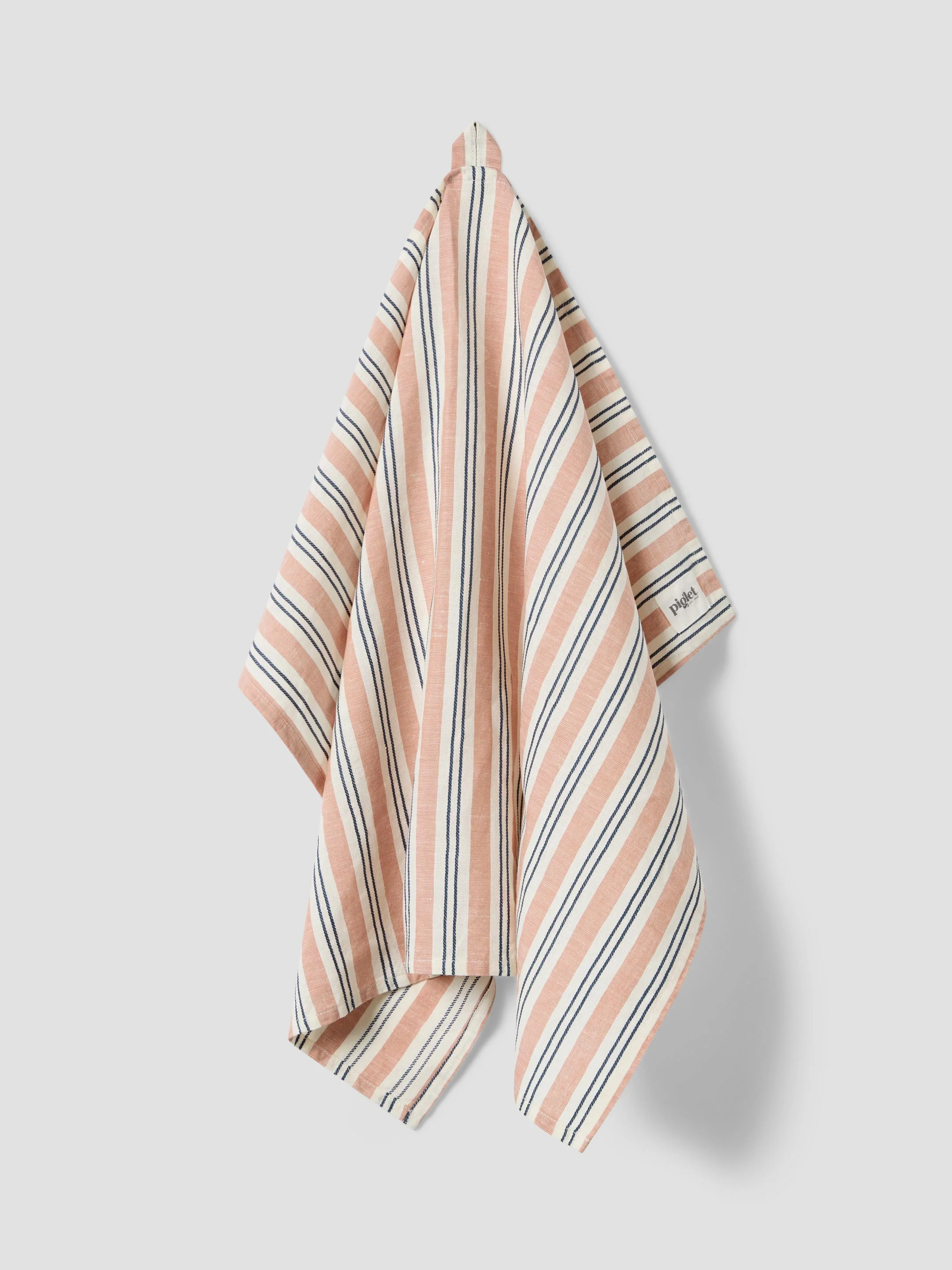 Recyclable Warm Clay Somerley Stripe Linen Blend Tea Towel Long-Lasting