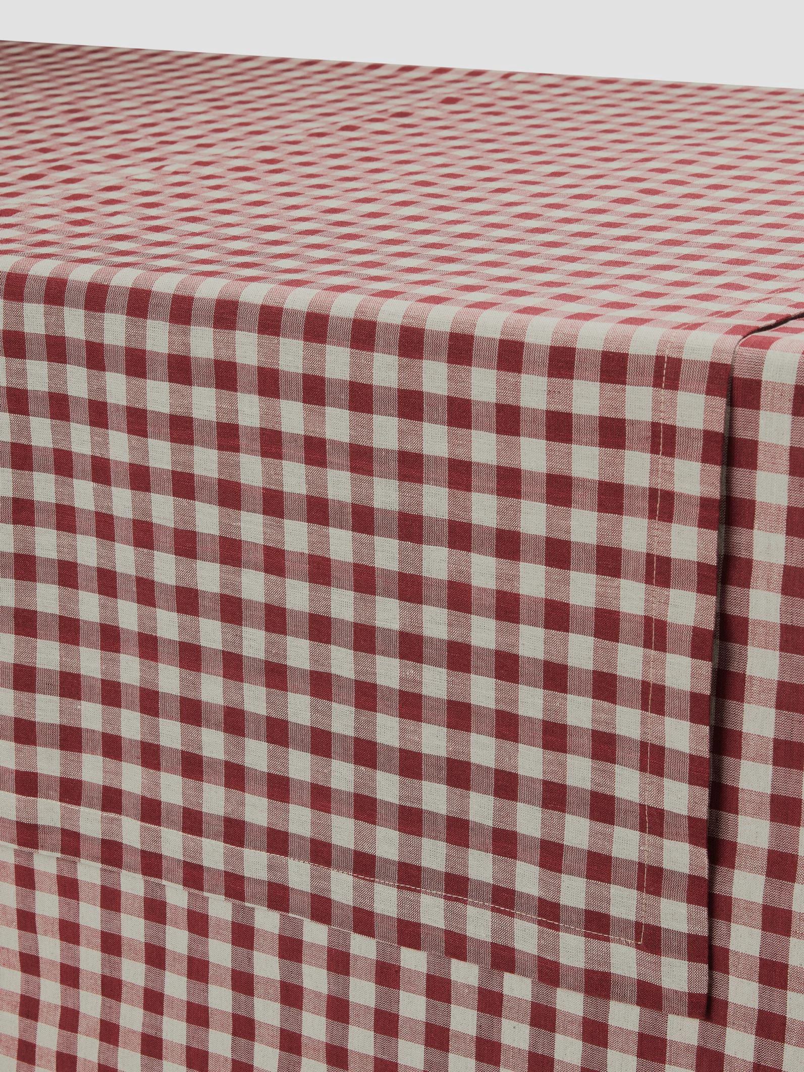High-Performance Rhubarb Gingham Linen Blend Table Runner Genuine