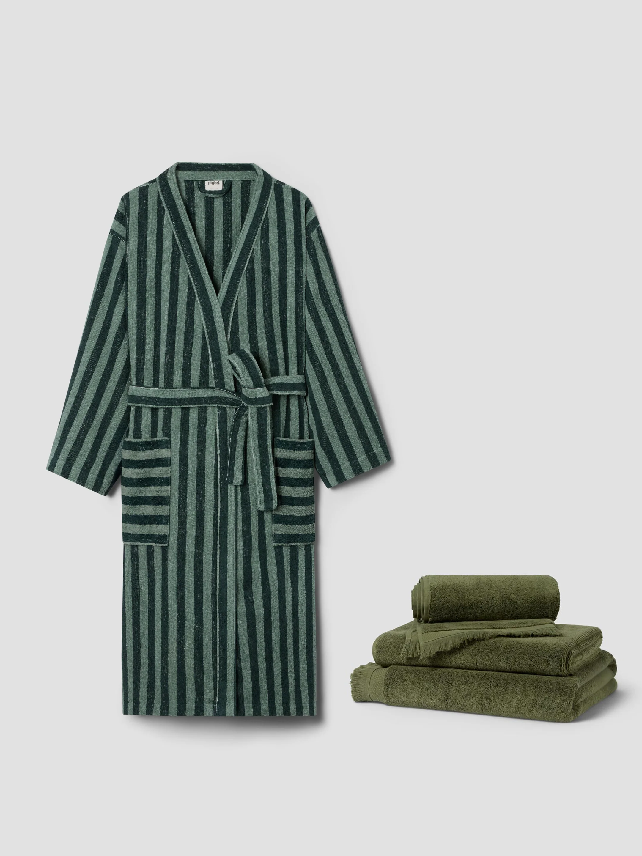 Efficient Pine Green Robe Olive Green Towels Bundle Trusted