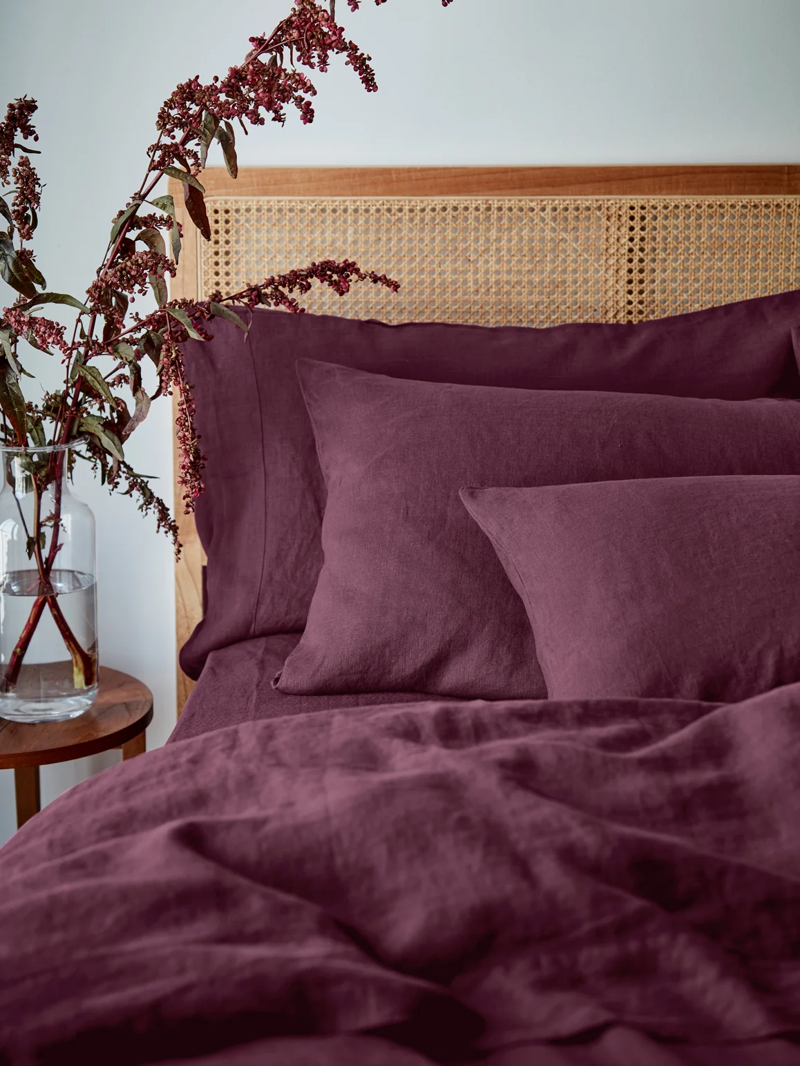 High-Quality Berry Linen Blend Pillowcases Pair Smooth