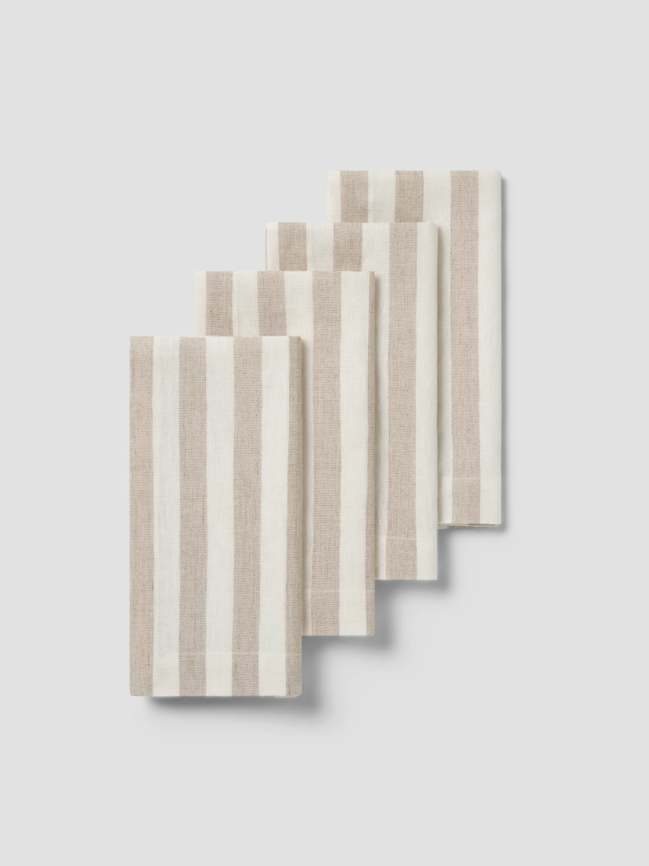 Environmentally Friendly Oatmeal Pembroke Stripe Linen Blend Napkins Set of 4 Safe