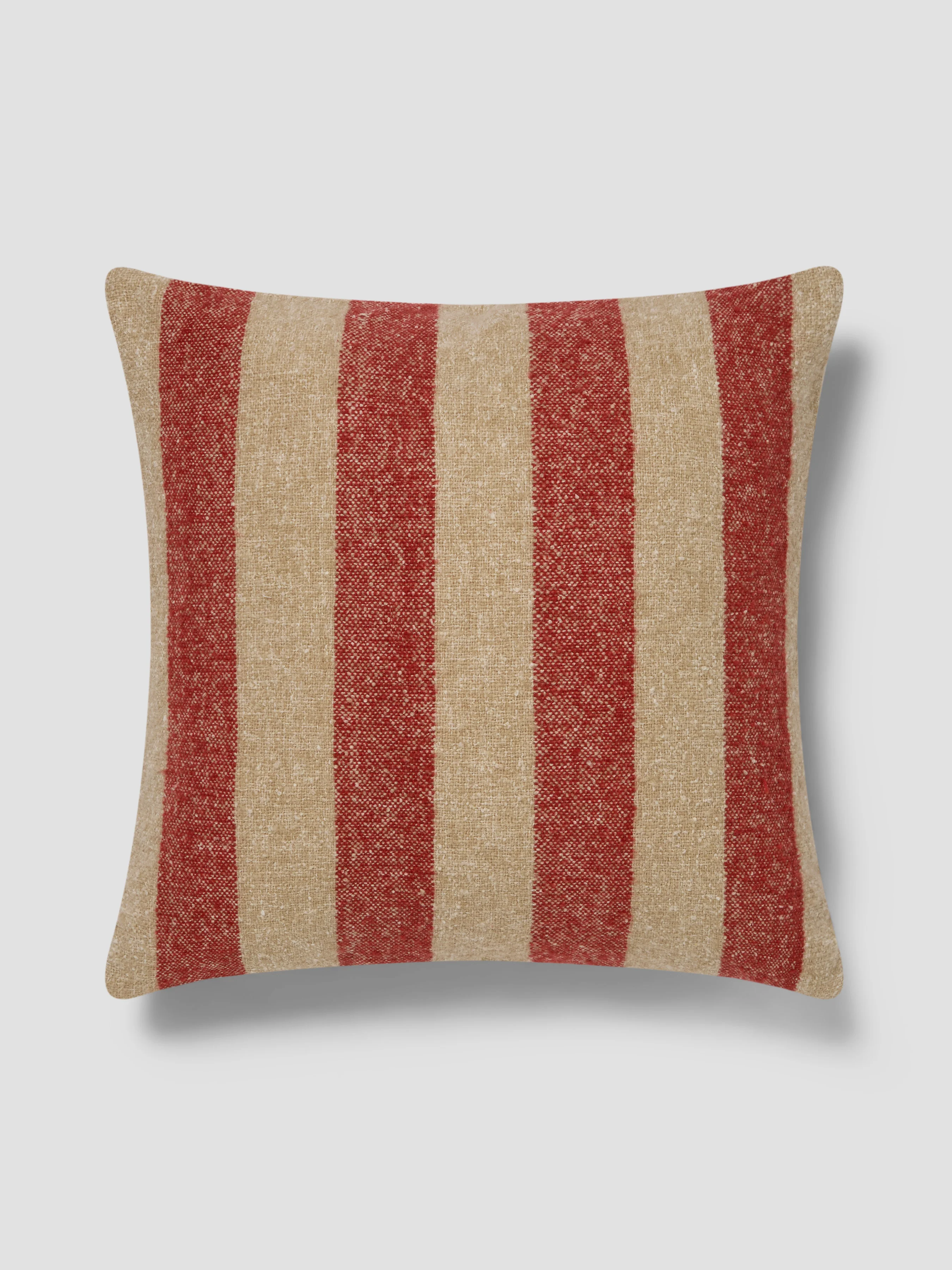 Carefully Designed Sandstone Red Oatmeal Wide Stripe Wool Square Cushion Cover Lightweight