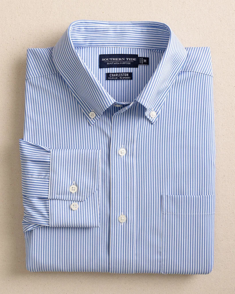 Green Bengal Stripe brrr°® Intercoastal Sport Shirt Luxury