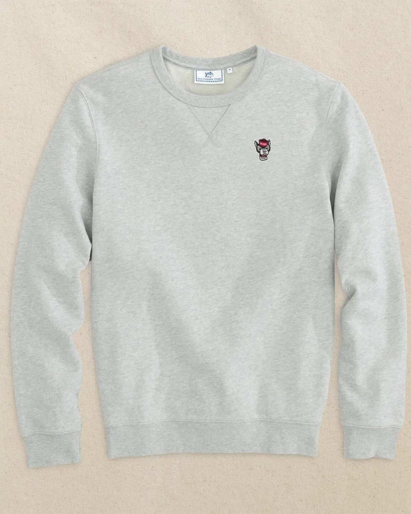 First-Class NC State Wolf Head Upper Deck Pullover Sweatshirt Traditional