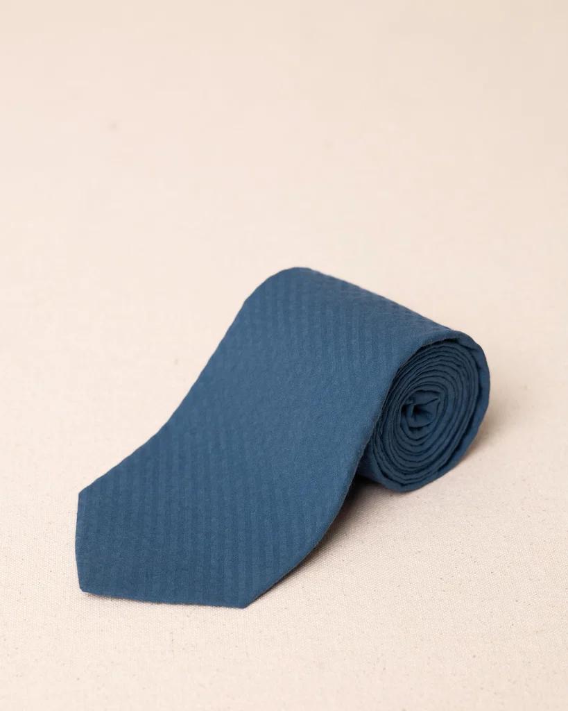 Environmentally Friendly High Cotton Nautical Blue Seersucker Necktie Premium