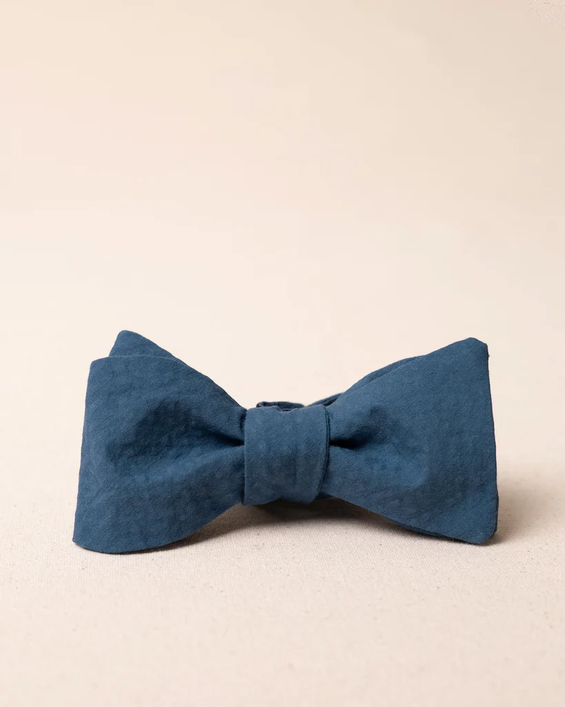 Healthy High Cotton Nautical Blue Seersucker Bow Tie Natural