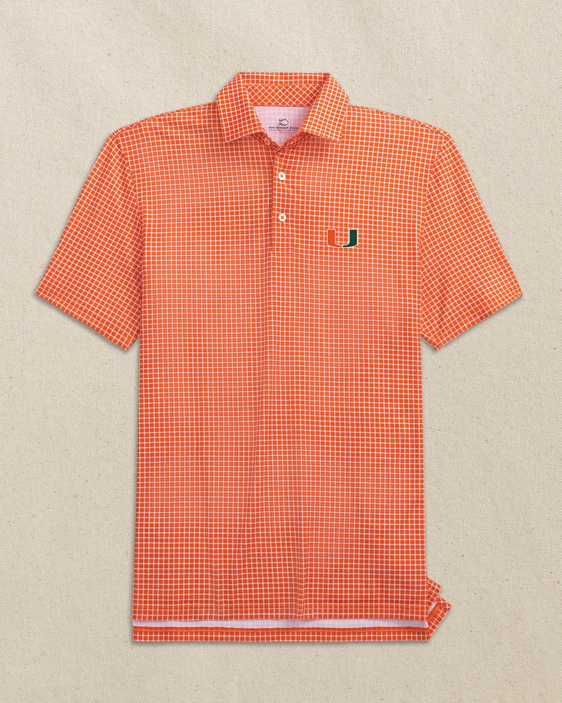 Stylish Miami Hurricanes Driver Dunes Edge Plaid Polo Innovative