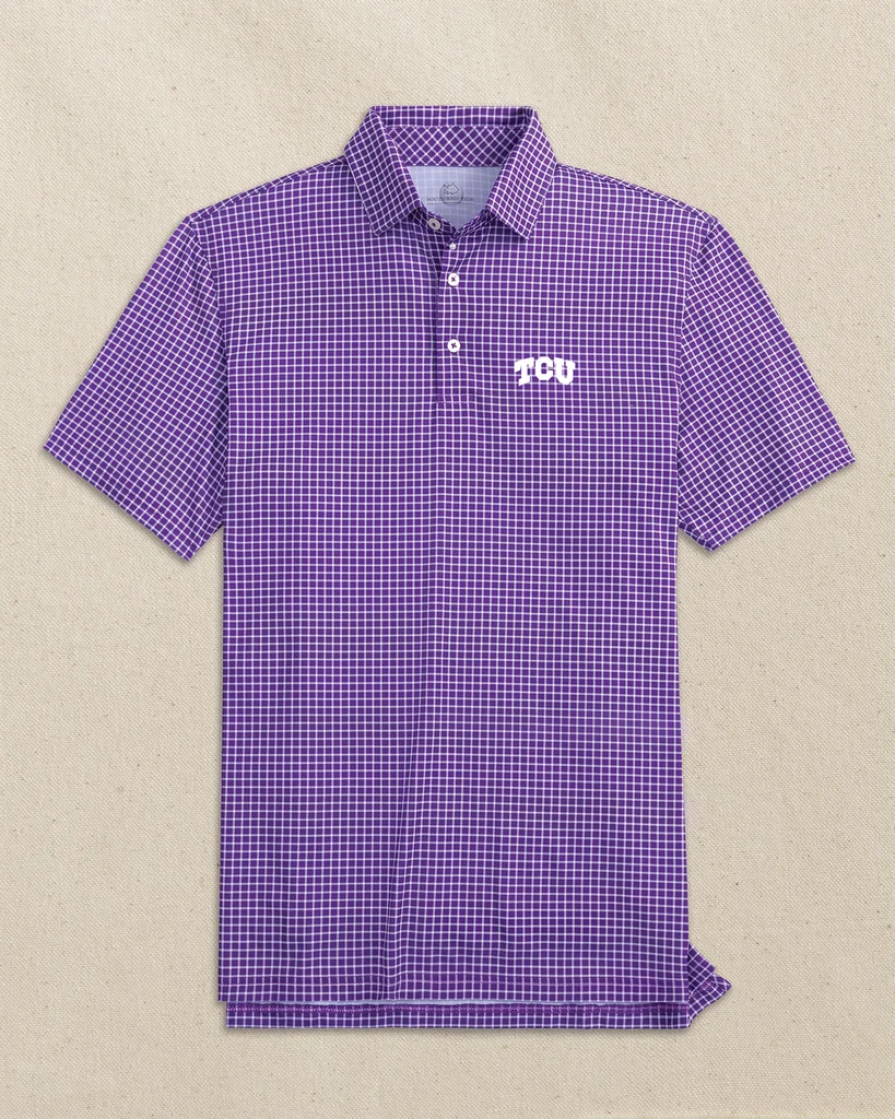 Reliable TCU Horned Frogs Driver Dunes Edge Plaid Polo Carefully Designed