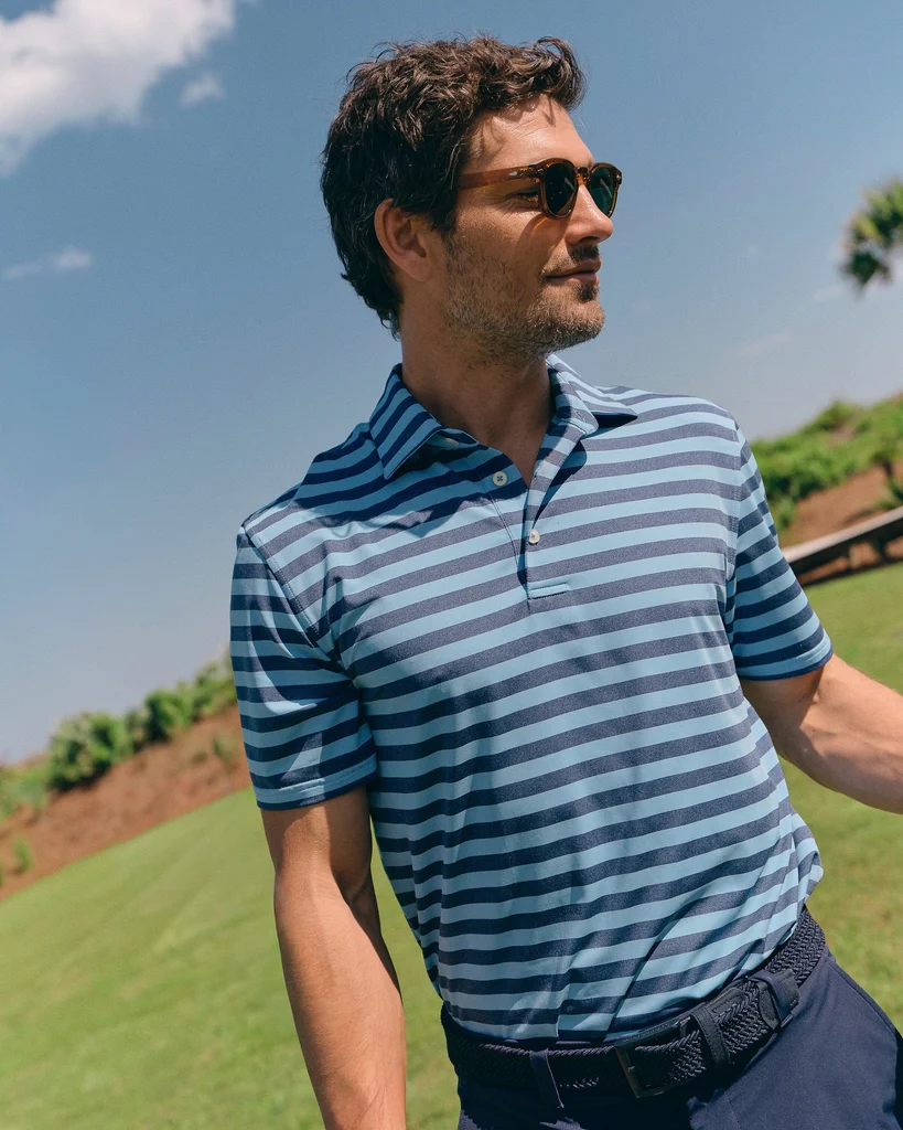 Consistent Brewers Landing Stripe Coastal Breeze® Performance Polo Reliable