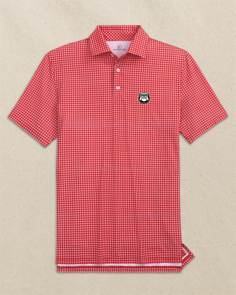 Premium Georgia Bulldogs Head Driver Dunes Edge Plaid Polo Powerful